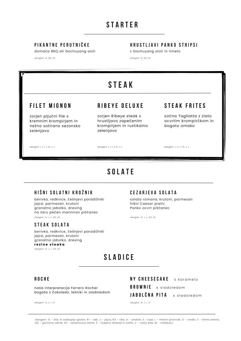 Menu di Projekt Burger 