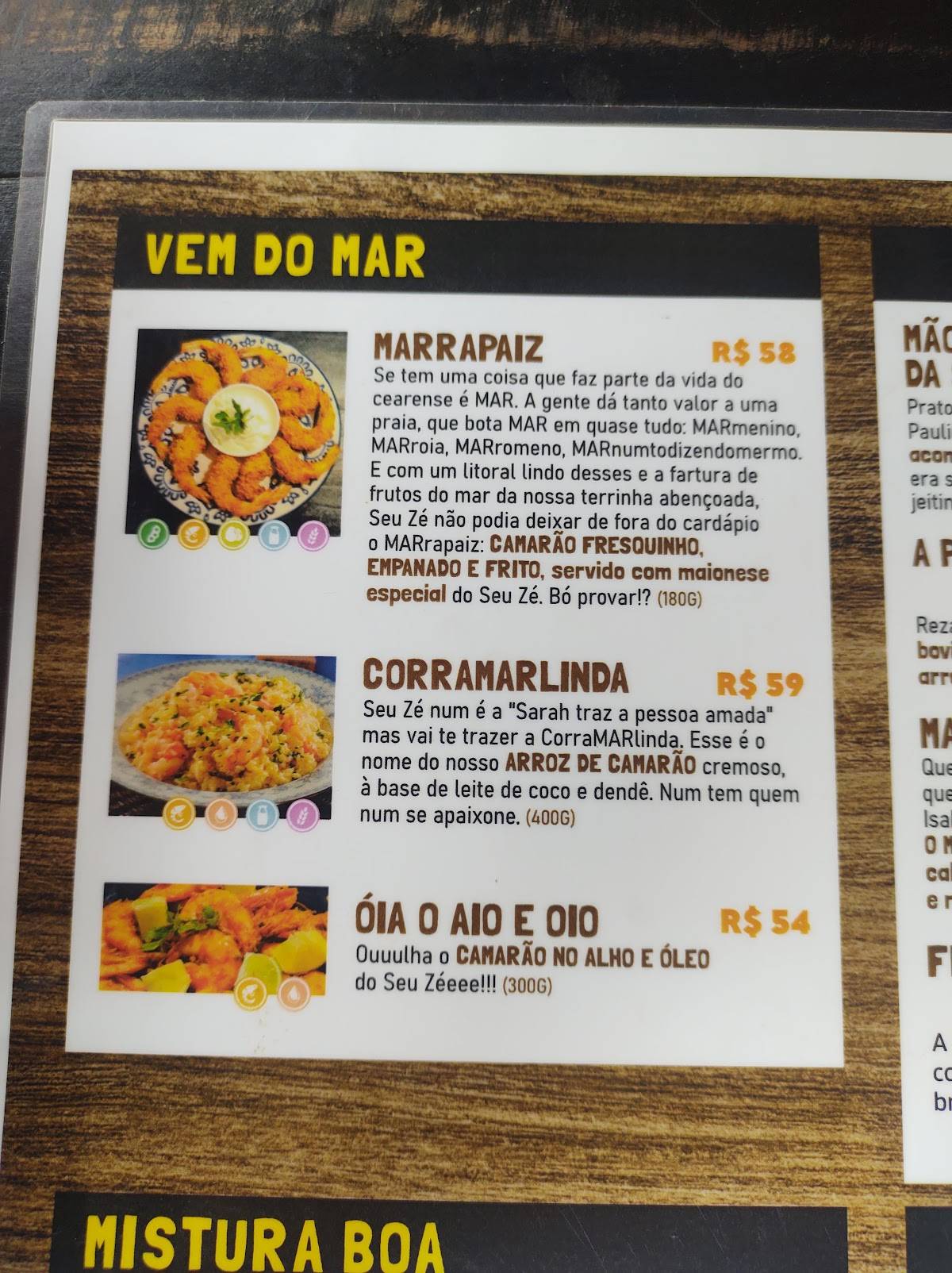 Seu Zé - Bodega cardápio