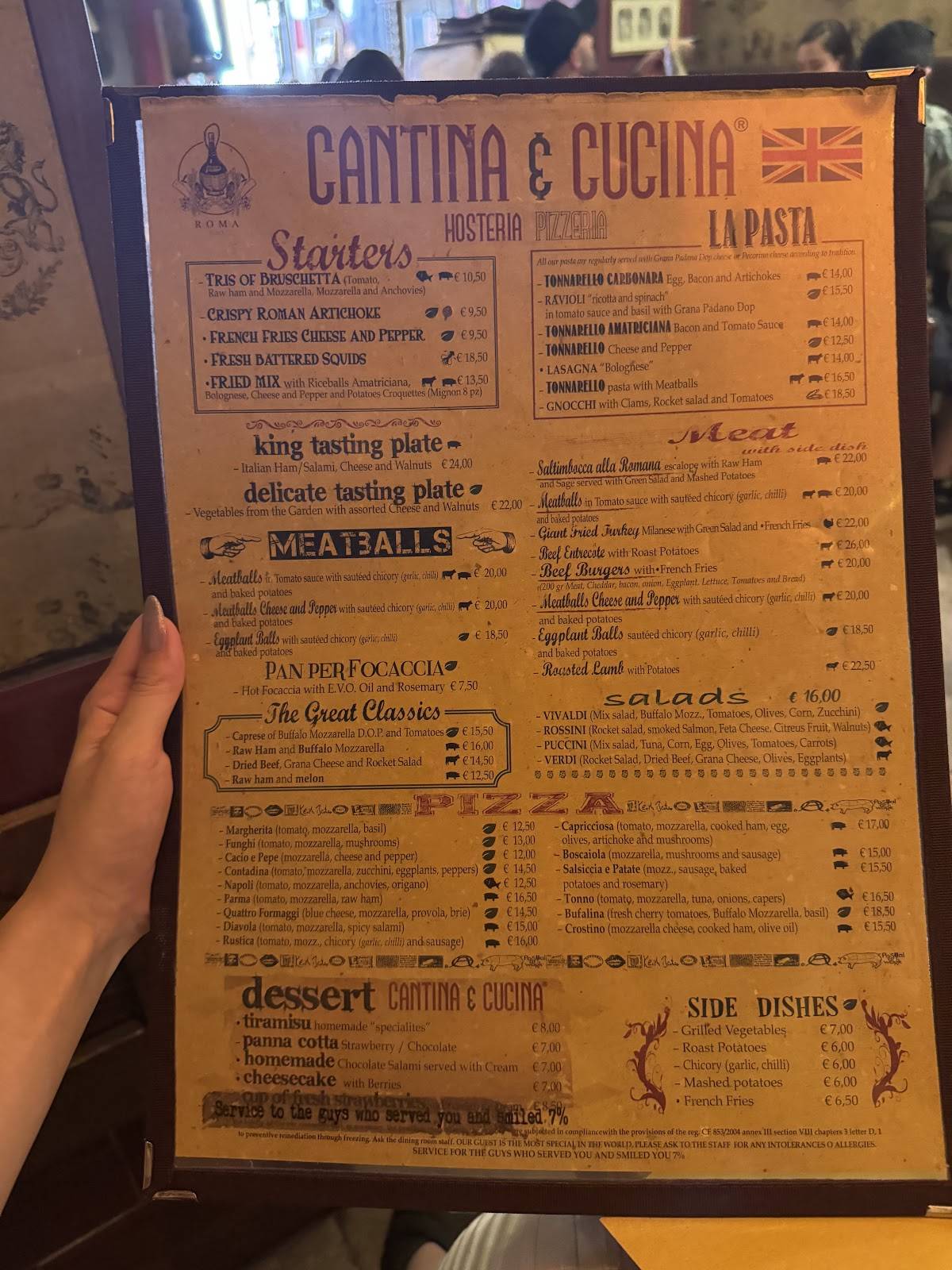Menu di Cantina e Cucina 