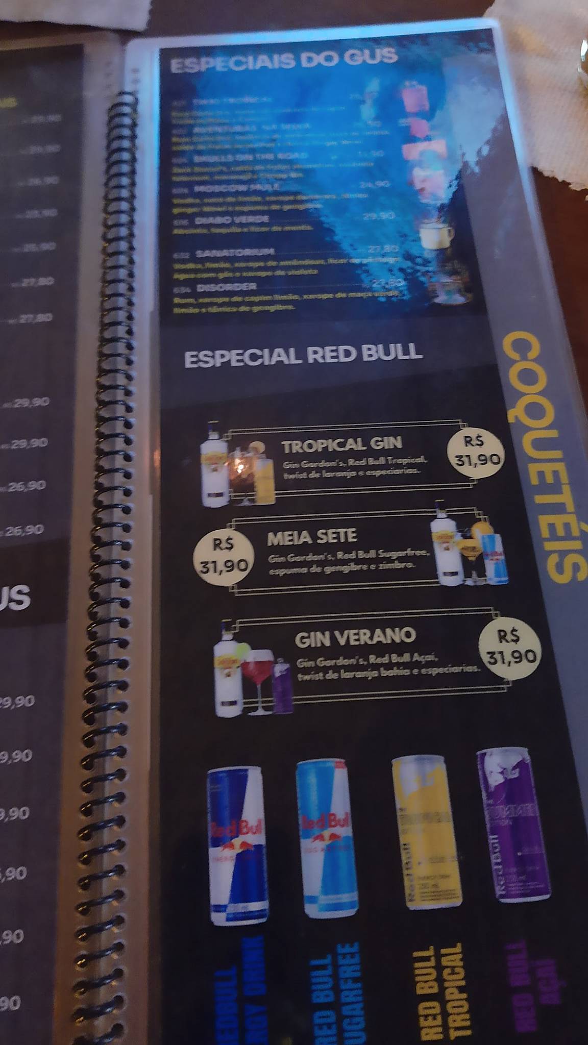 Chopp do Gus/ Córrego Grande. cardápio