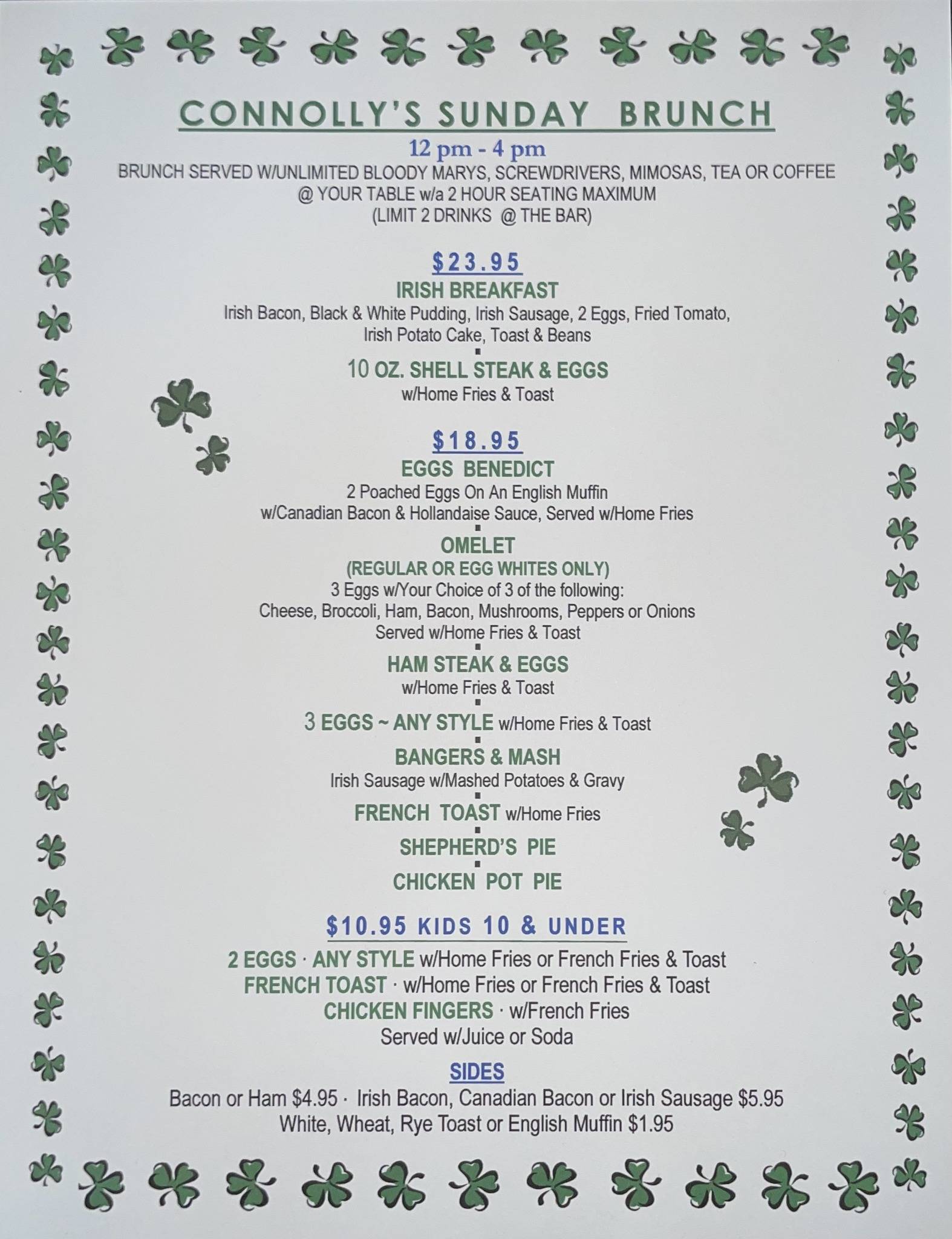 Menu at Connolly Station pub & bar, Malverne