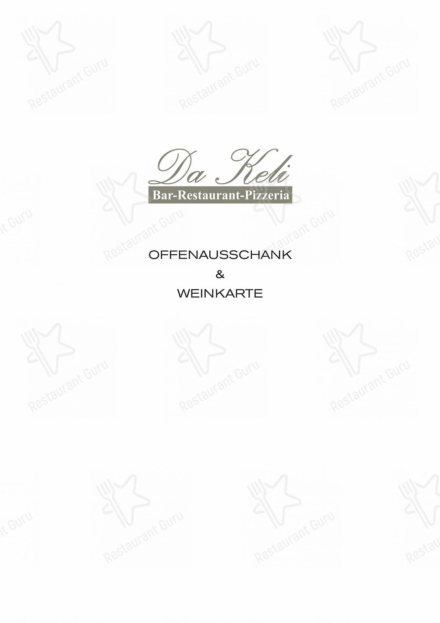 Restaurant Pizzeria da Keli in Berna - Takeaway Menu