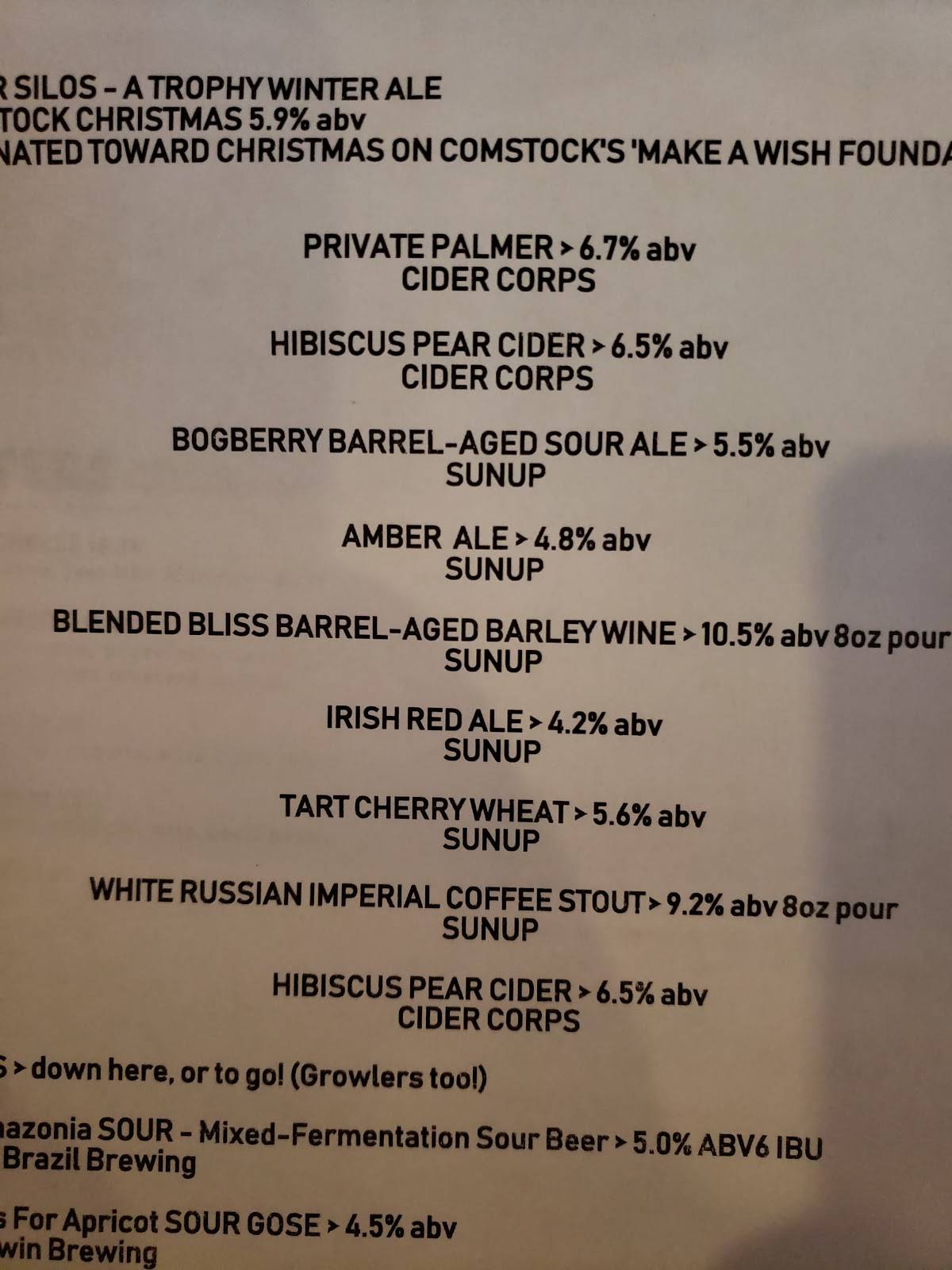 Menu at Four Silos Craft Coffee & Beer House pub & bar, Gilbert