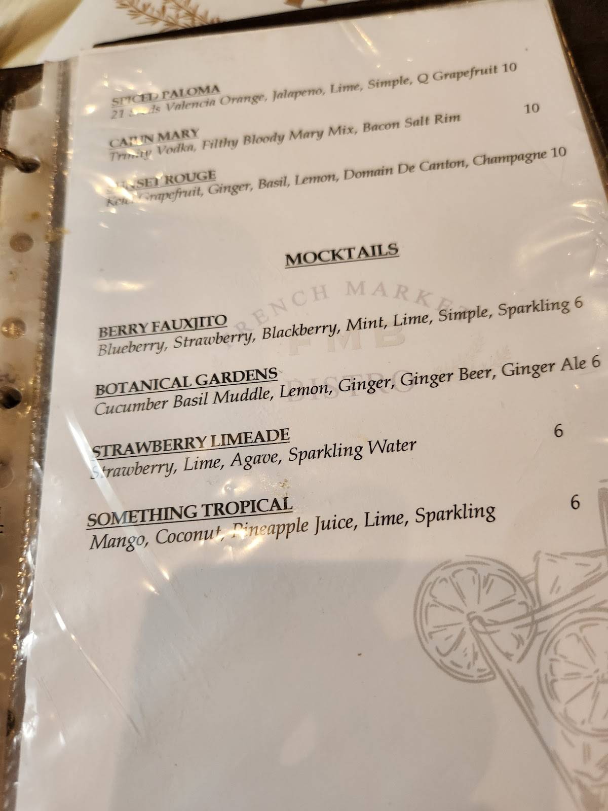 Menu at French Market Bistro pub & bar, Baton Rouge, Highland Rd