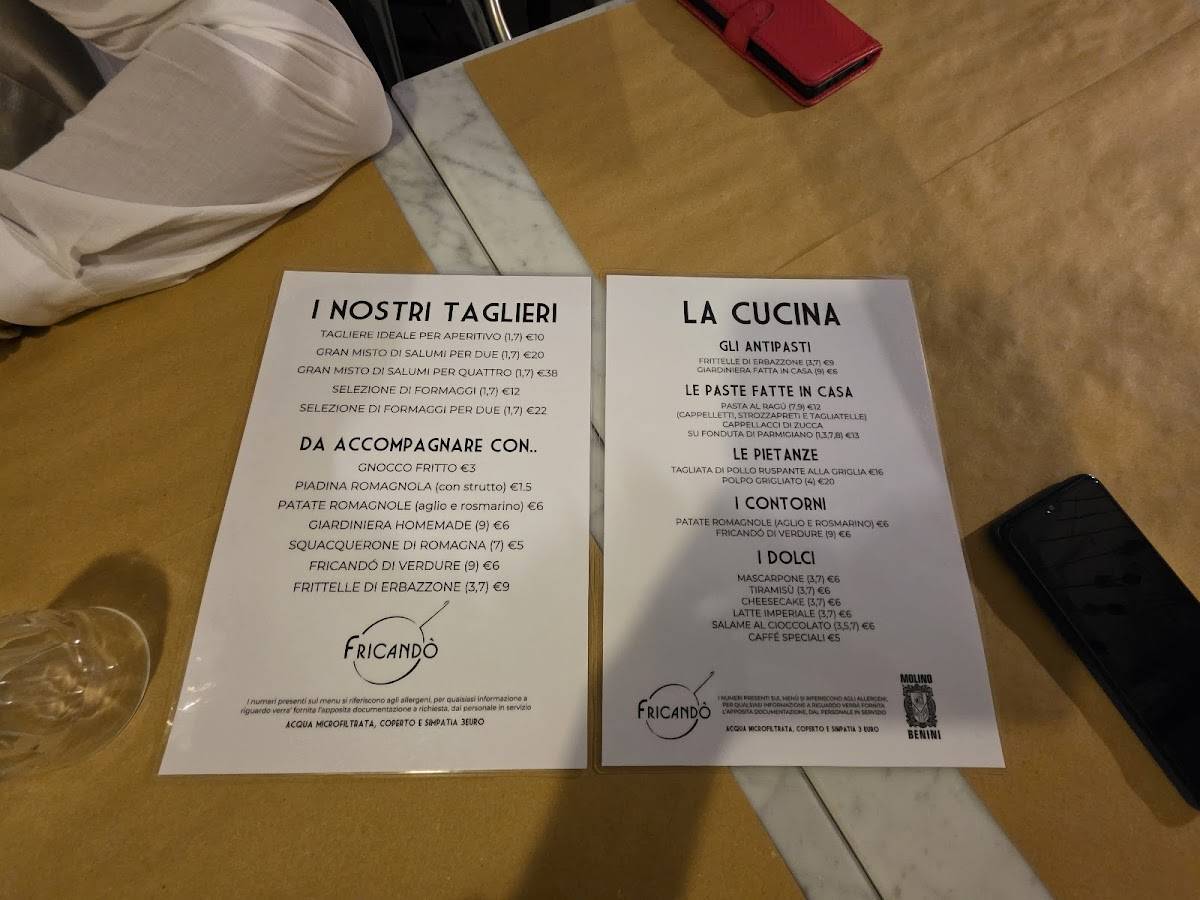 Menu di Fricandò 