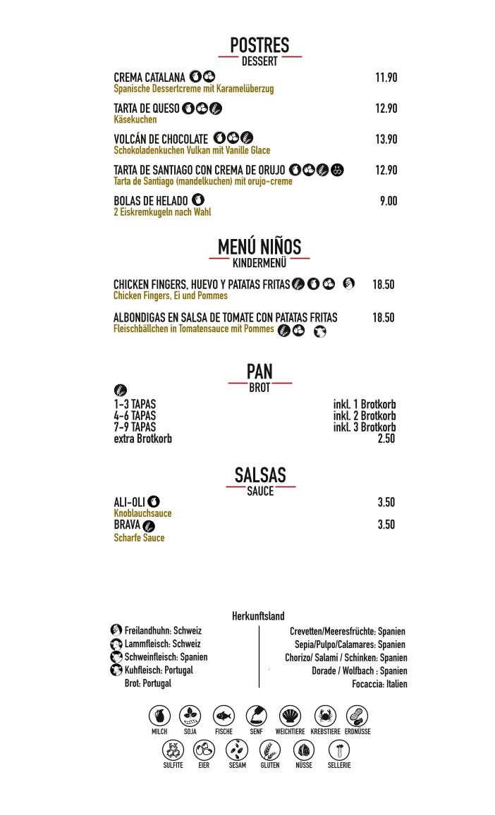 Menu di Iberia Tapas 