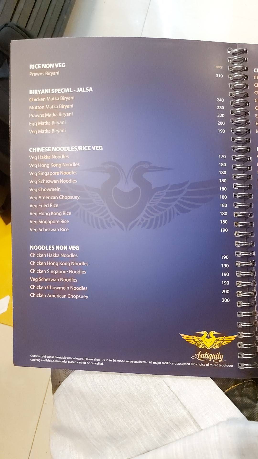 Jalsa Restaurant and Bar menu