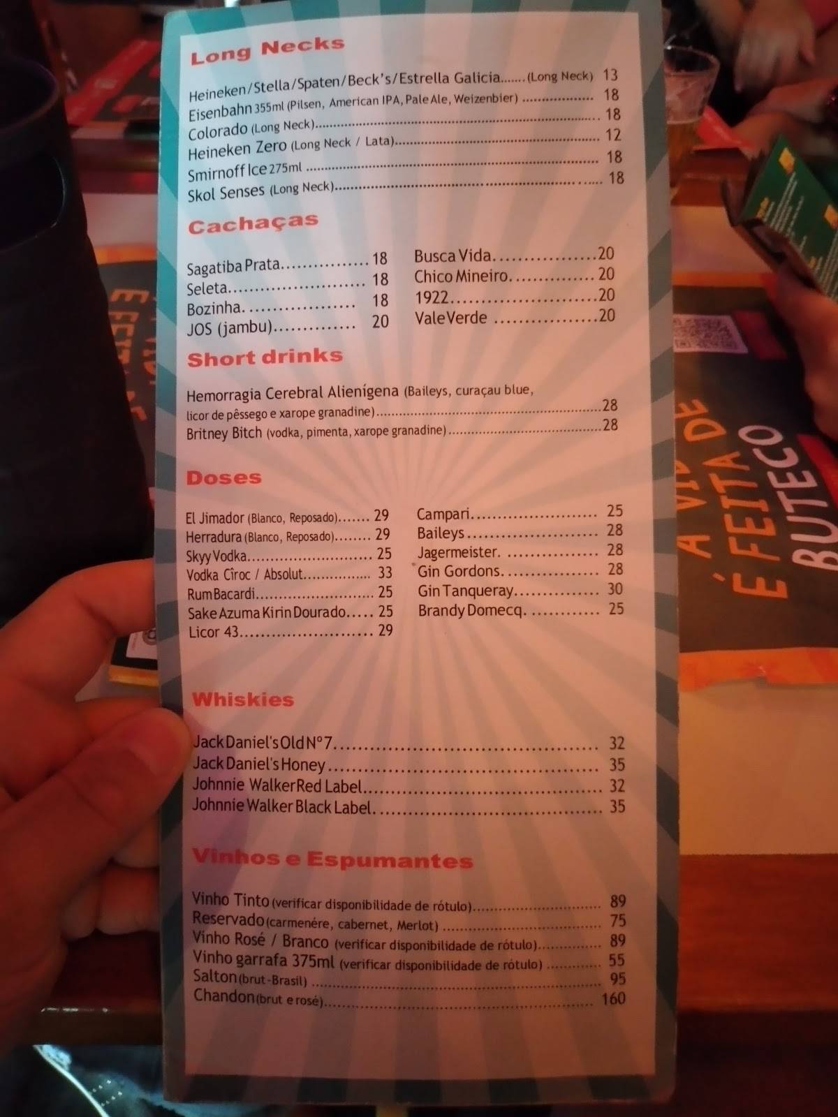 Cecília Embriagada cardápio