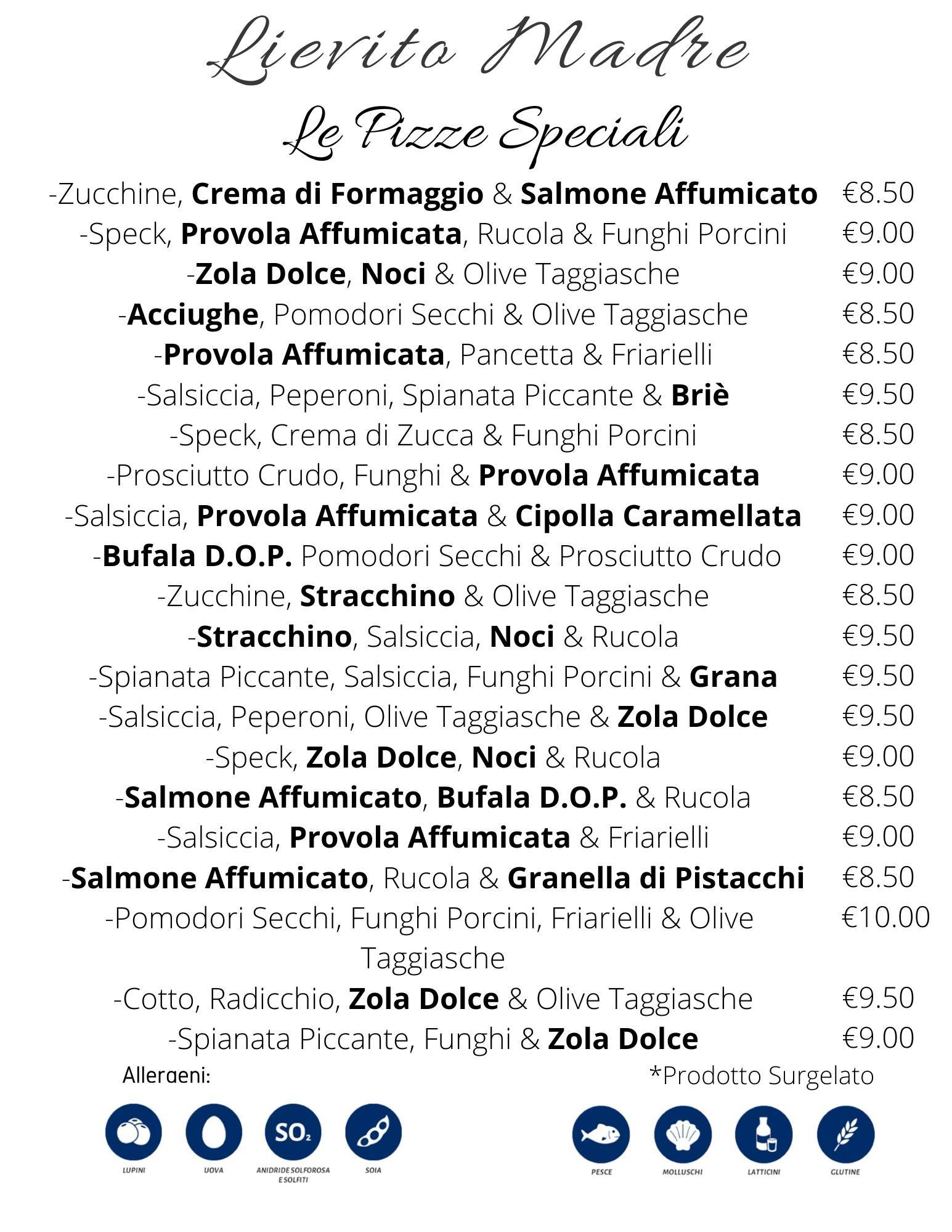 Menu di Lievito Madre
