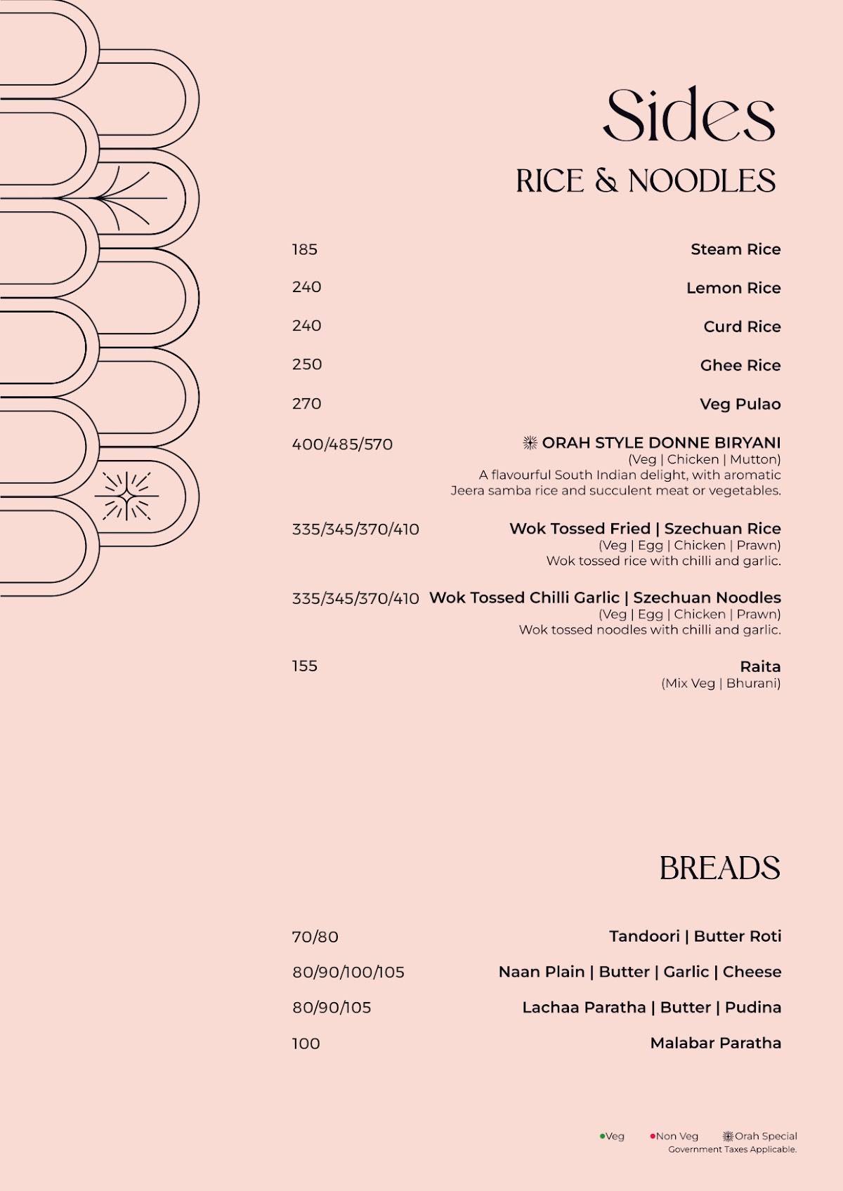 Orah Brew Garden menu