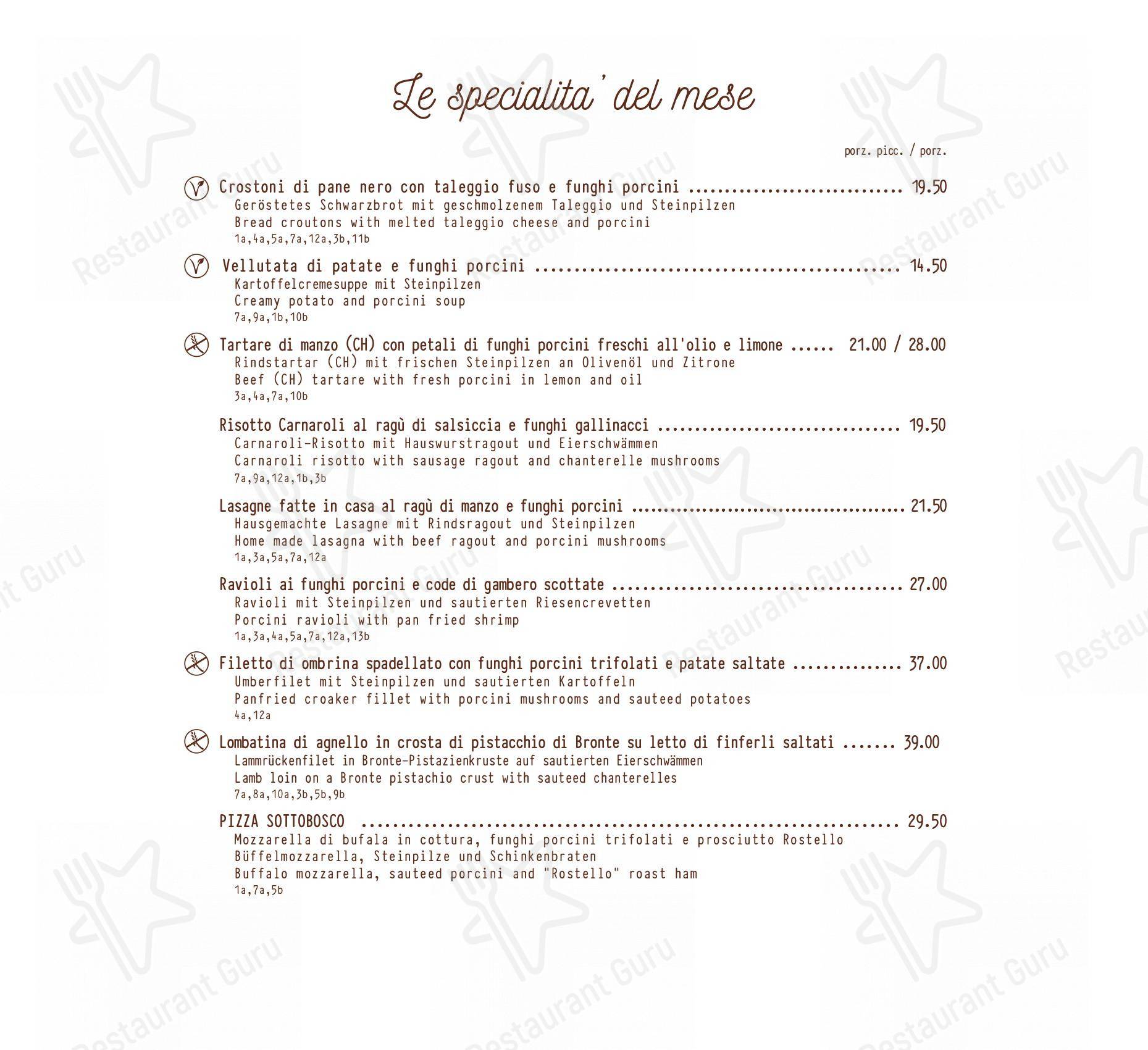 Ristorante Tango in Lugano - Drink menu