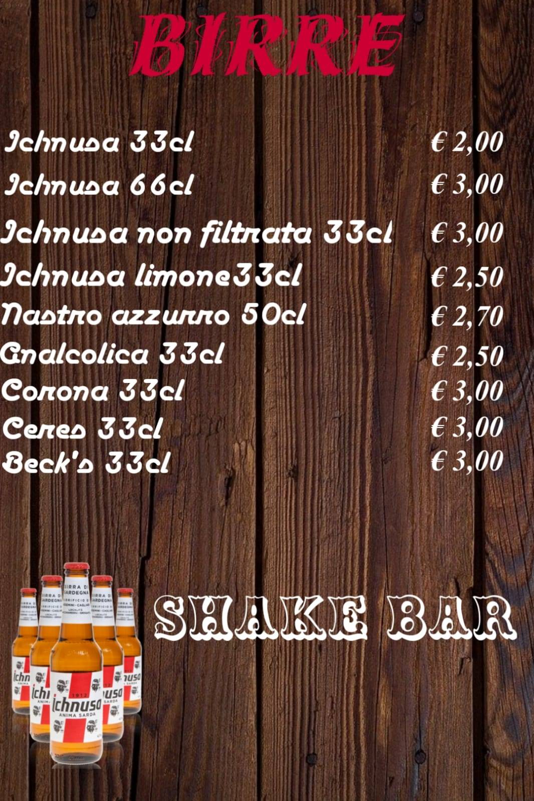Menu di Shake Bisteccheria Pizzeria 