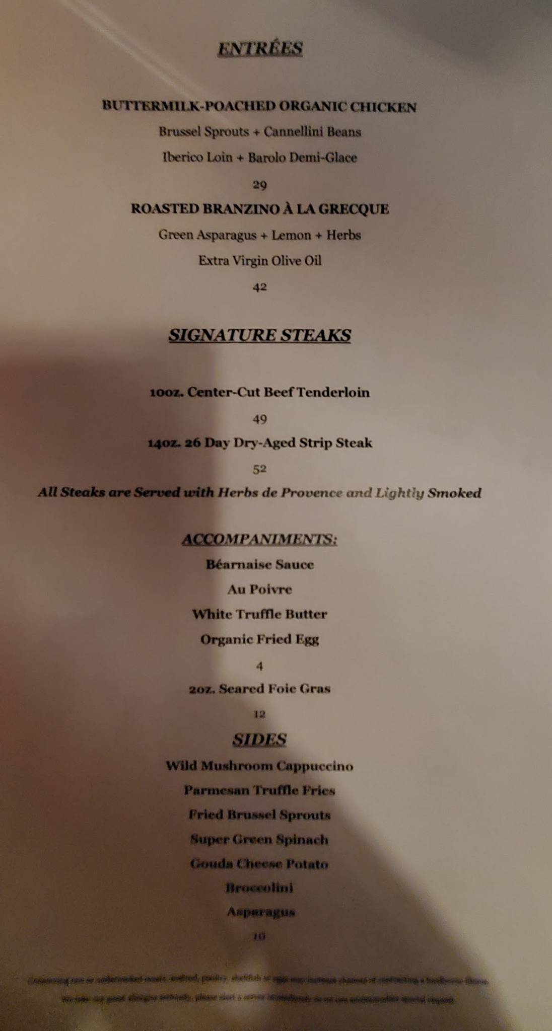 Menu at The Wreck Bar, Fort Lauderdale