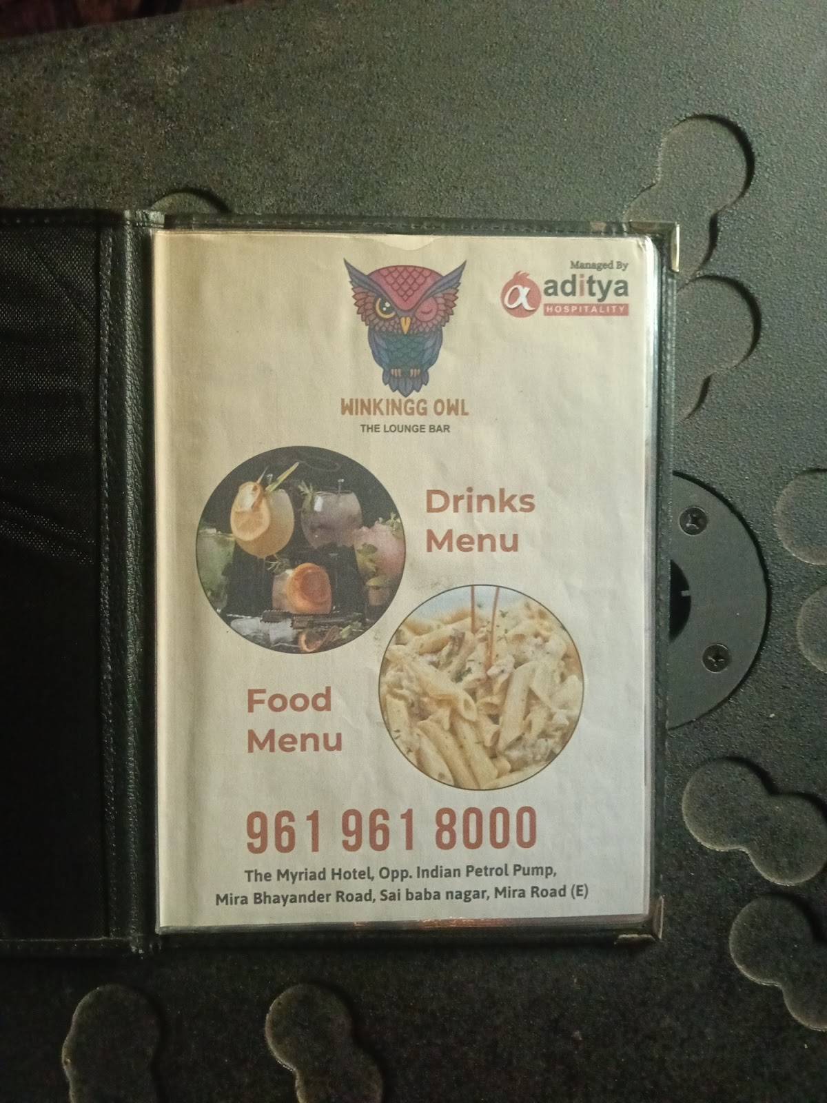 Winkingg Owl- The Lounge Bar menu