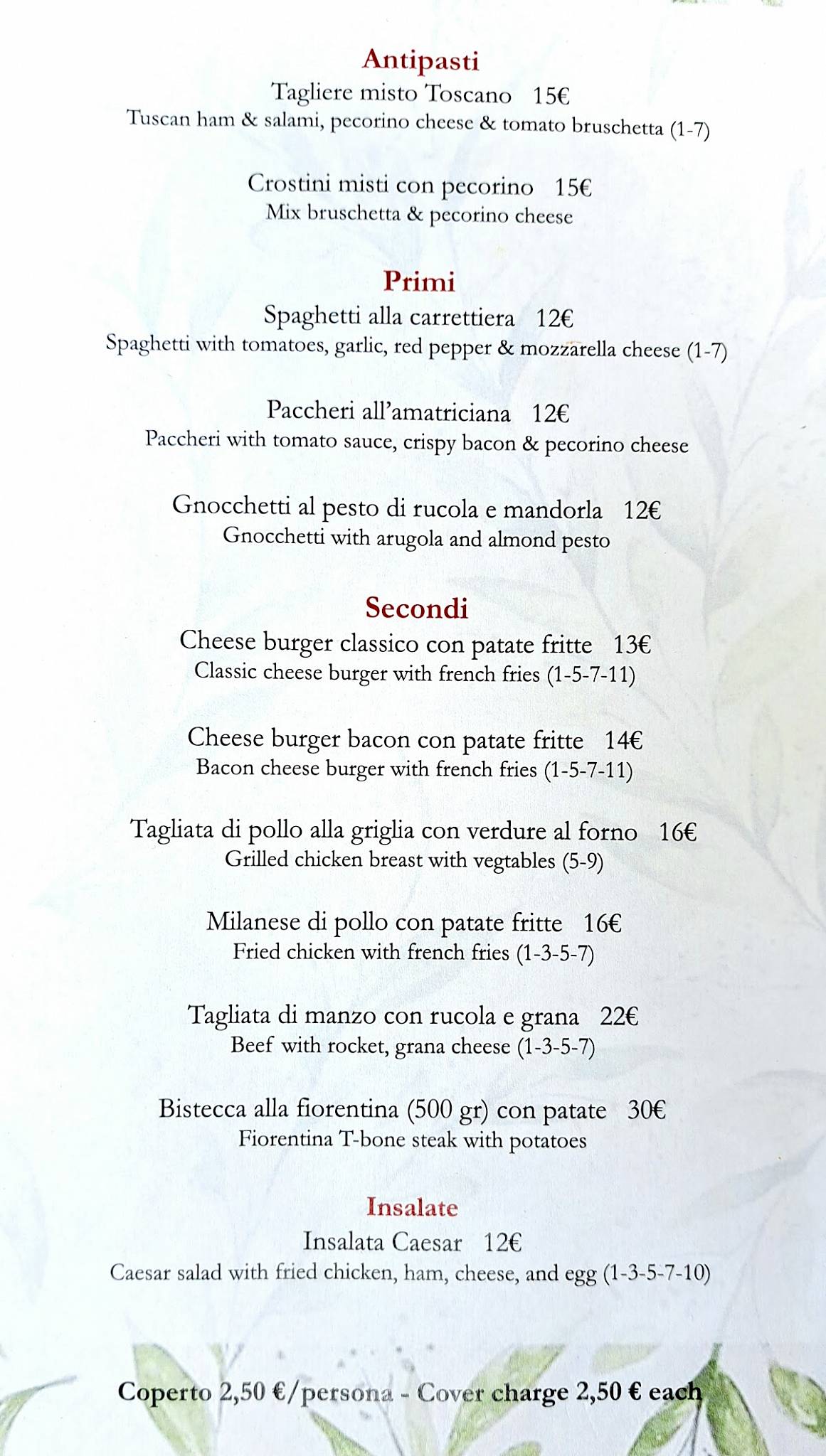 Menu di Zoe 