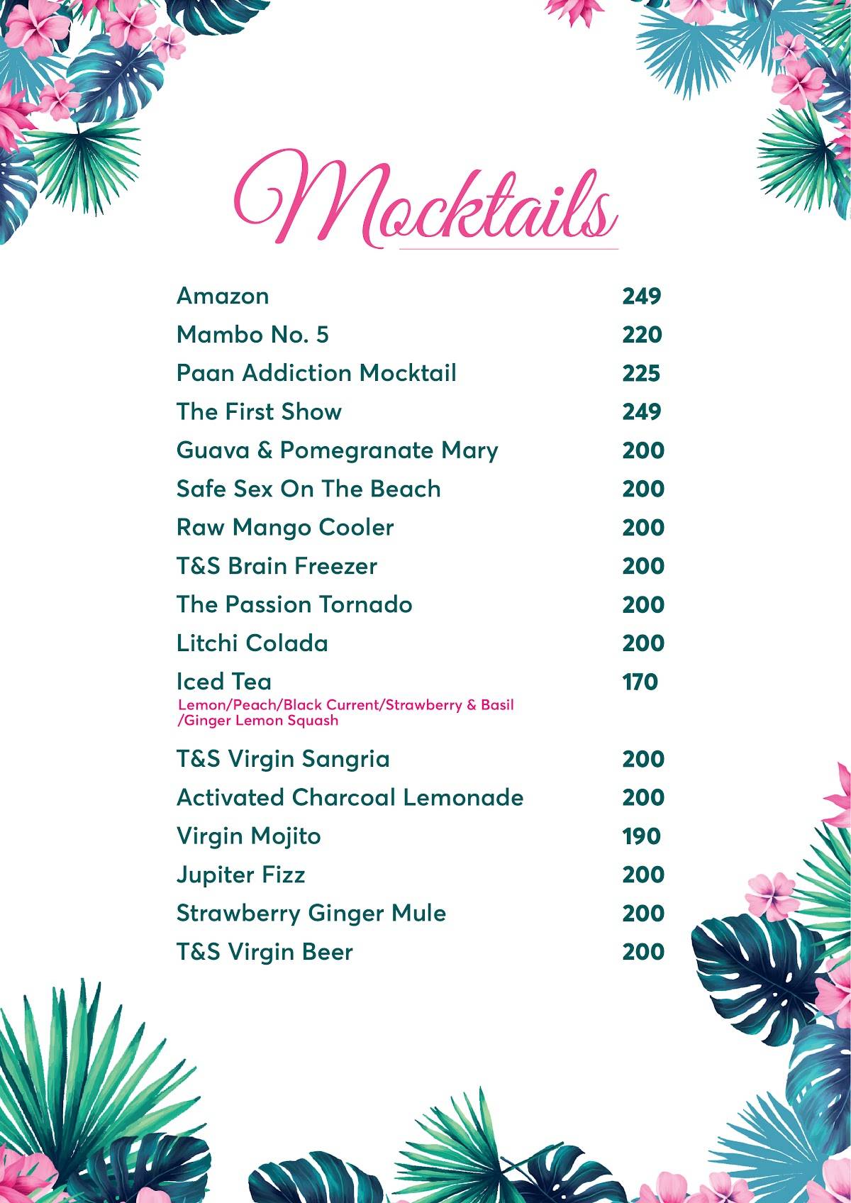 Tales & Spirits Bistro menu