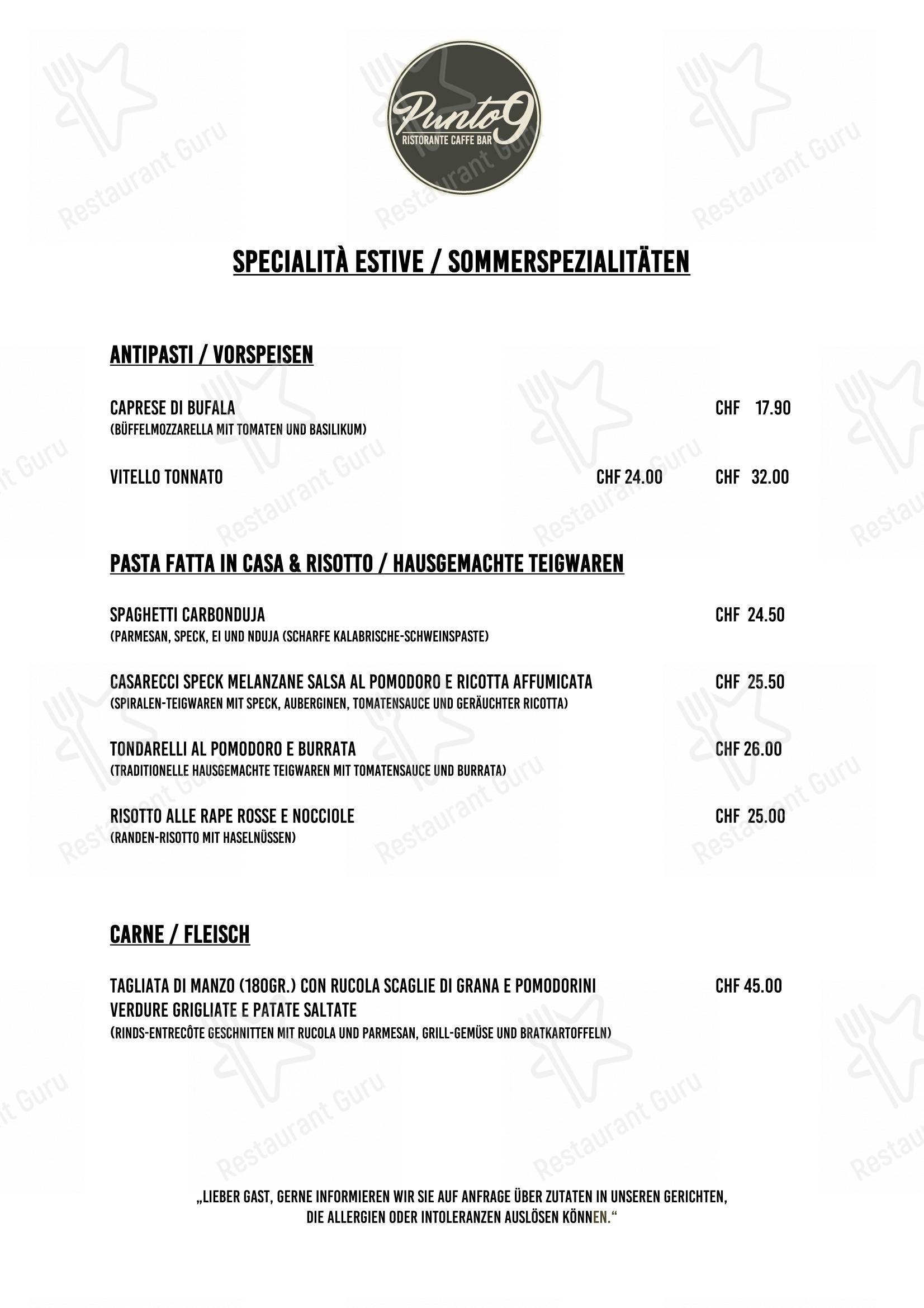 Основное меню per Punto 9 in Dübendorf