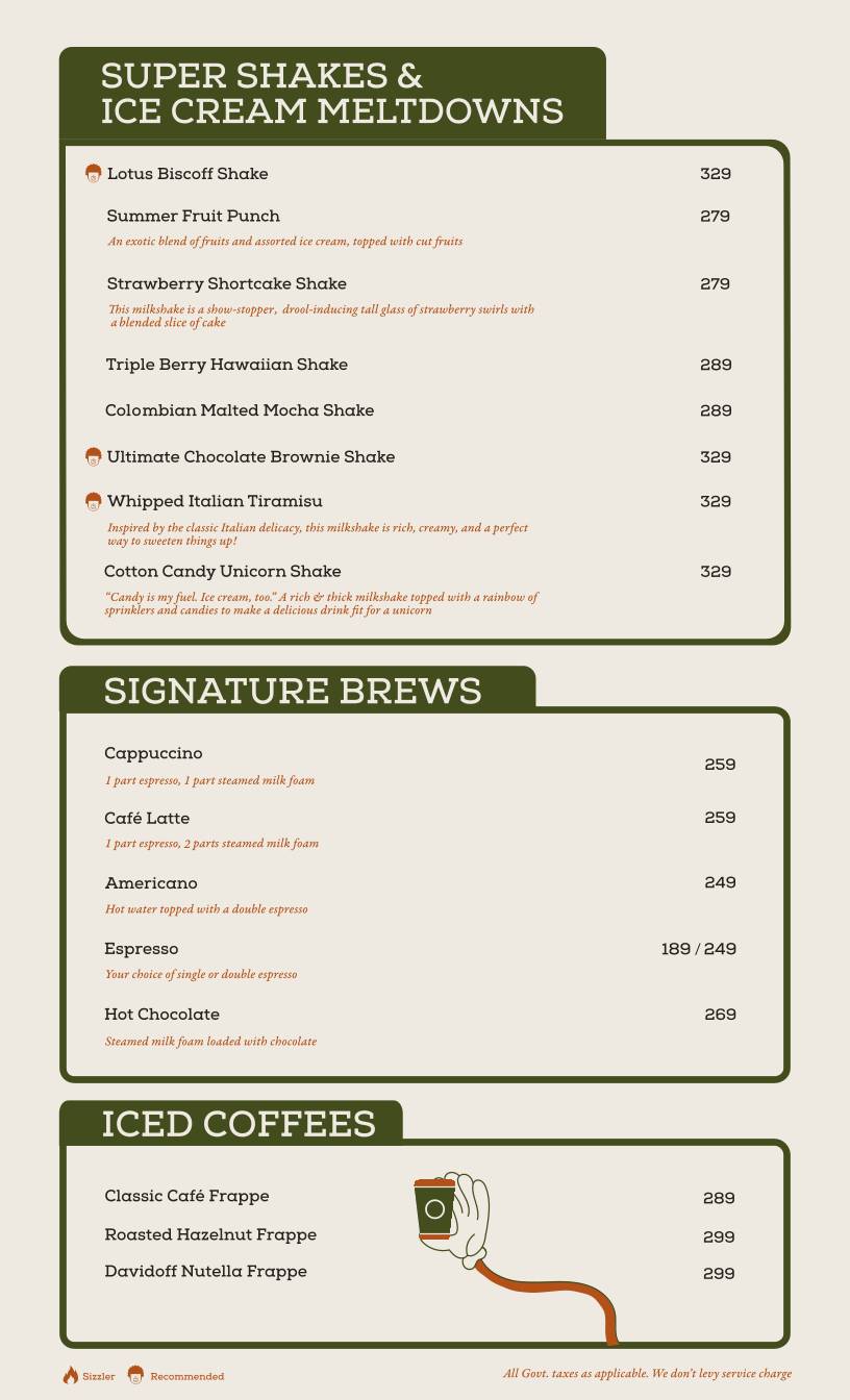 QD Restaurant menu