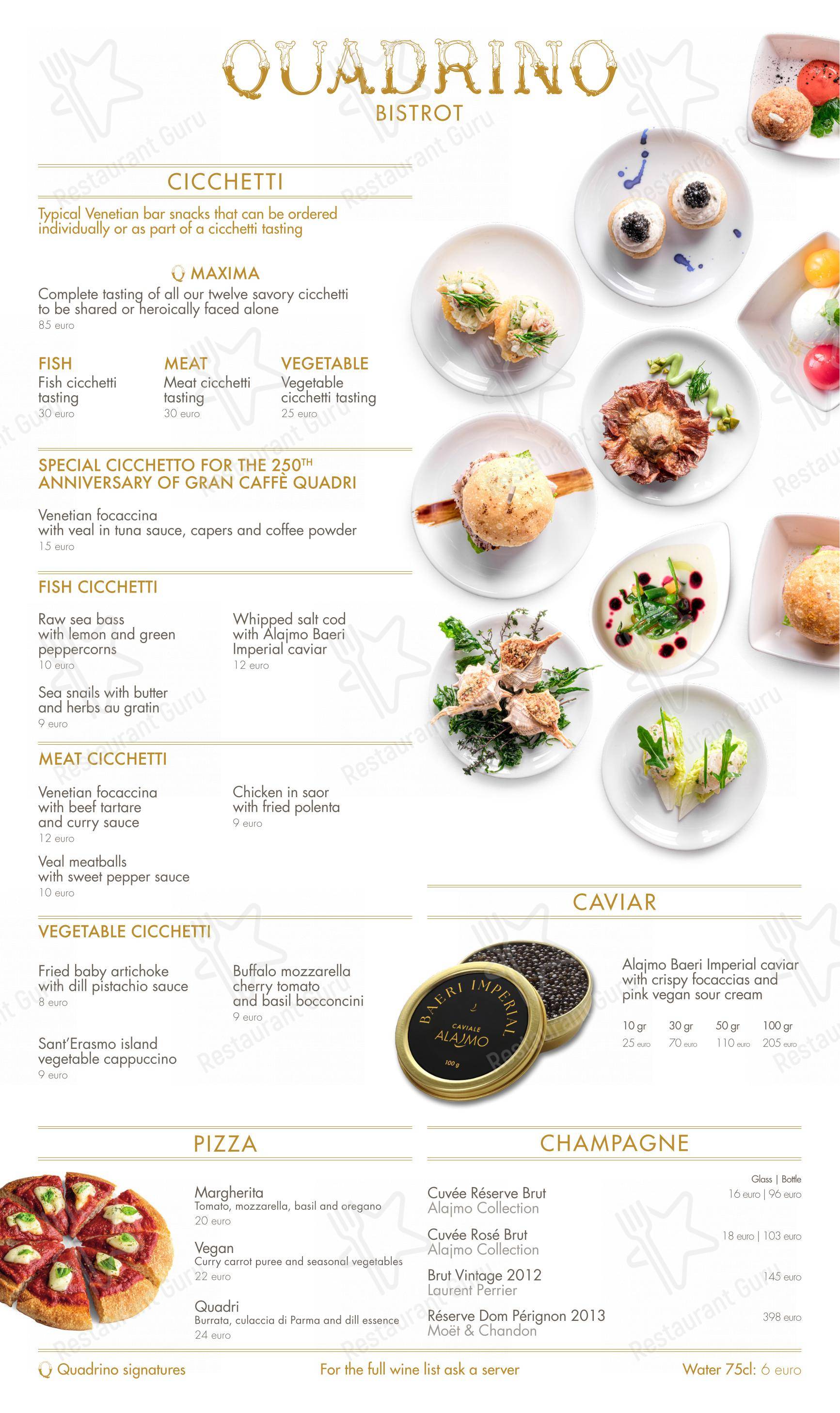 菜单 per Quadrino bistro in Venezia