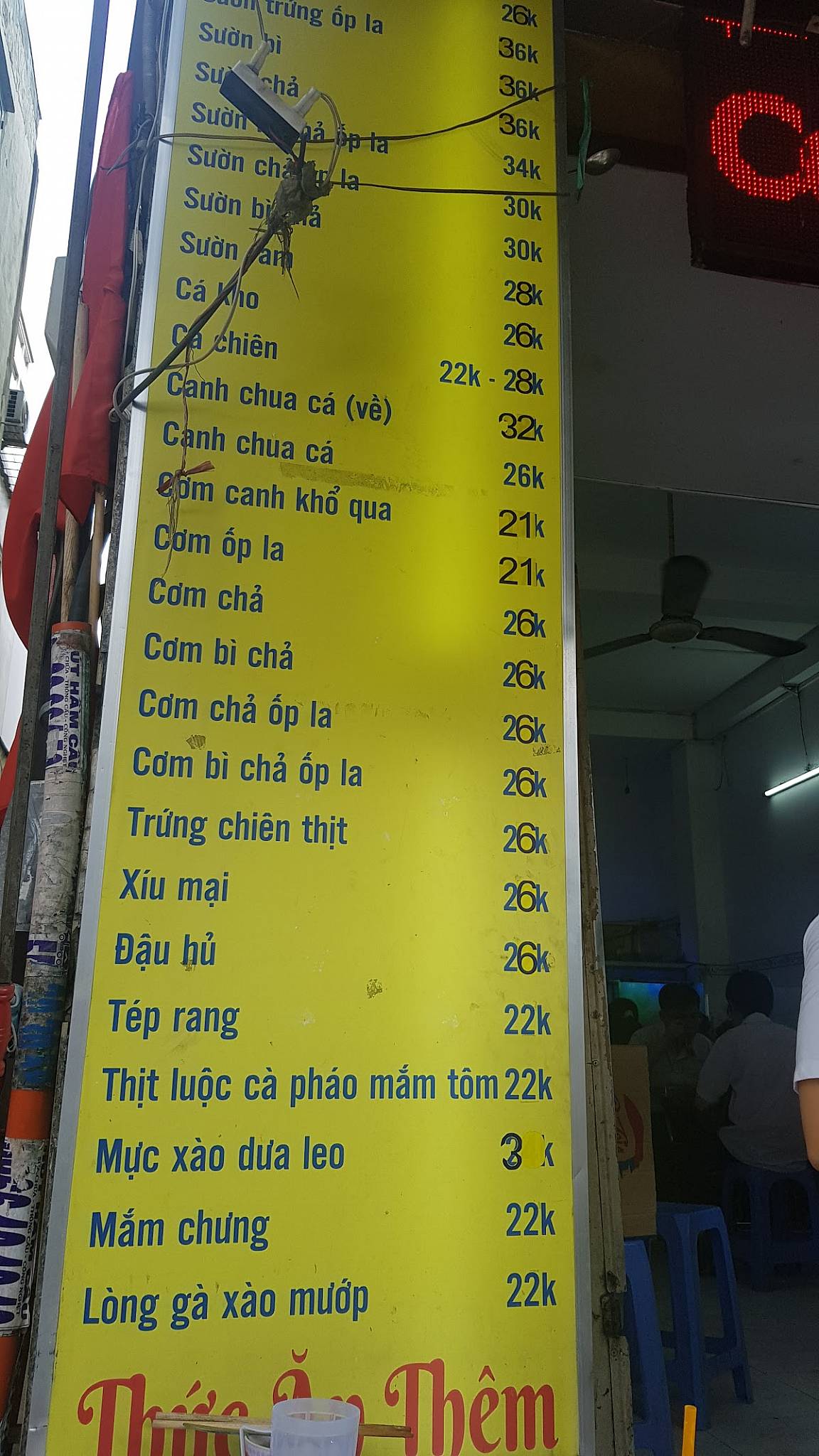 Menu at Quán cơm tấm Cô Hoa restaurant, Ho Chi Minh City, 414 Đ. Nguyễn ...