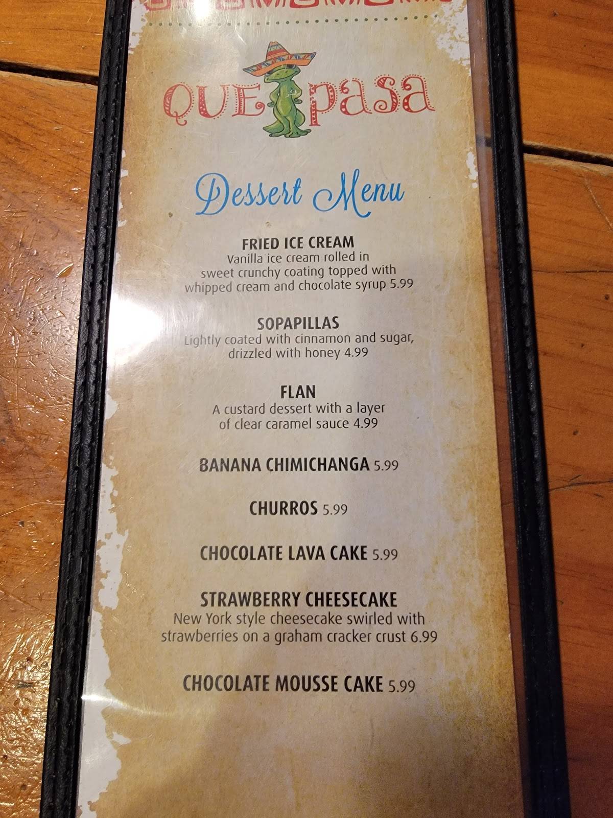 Menu at Que Pasa restaurant, Saint Francisville, US61