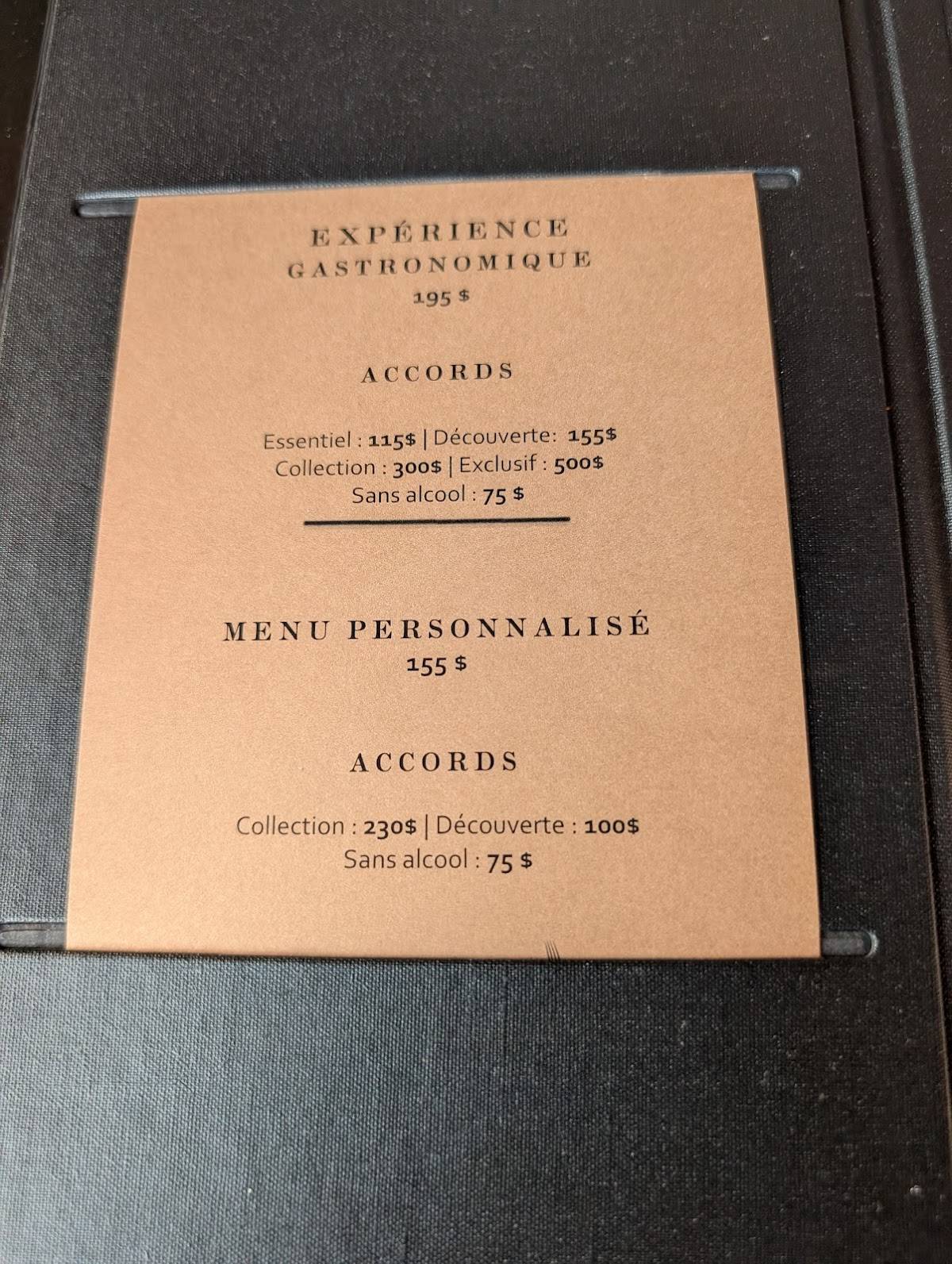 Menu de Laurie Raphaël
