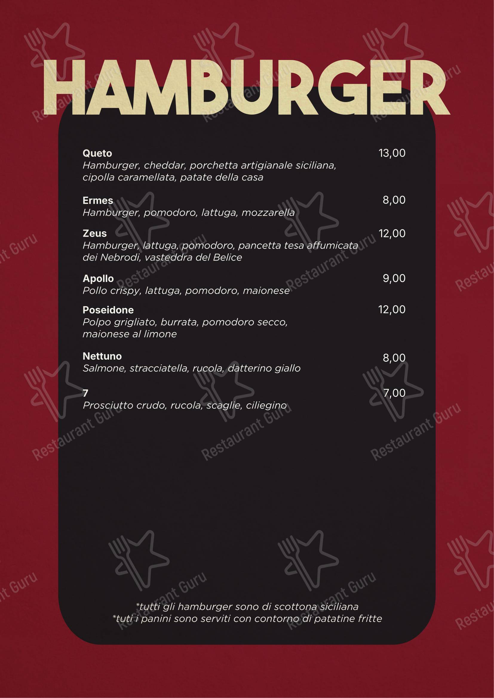 Menu per Pizzeria Queto in Città ristorante