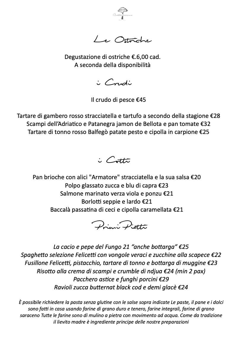 Menu di RISTORANTE GHIACCIO 