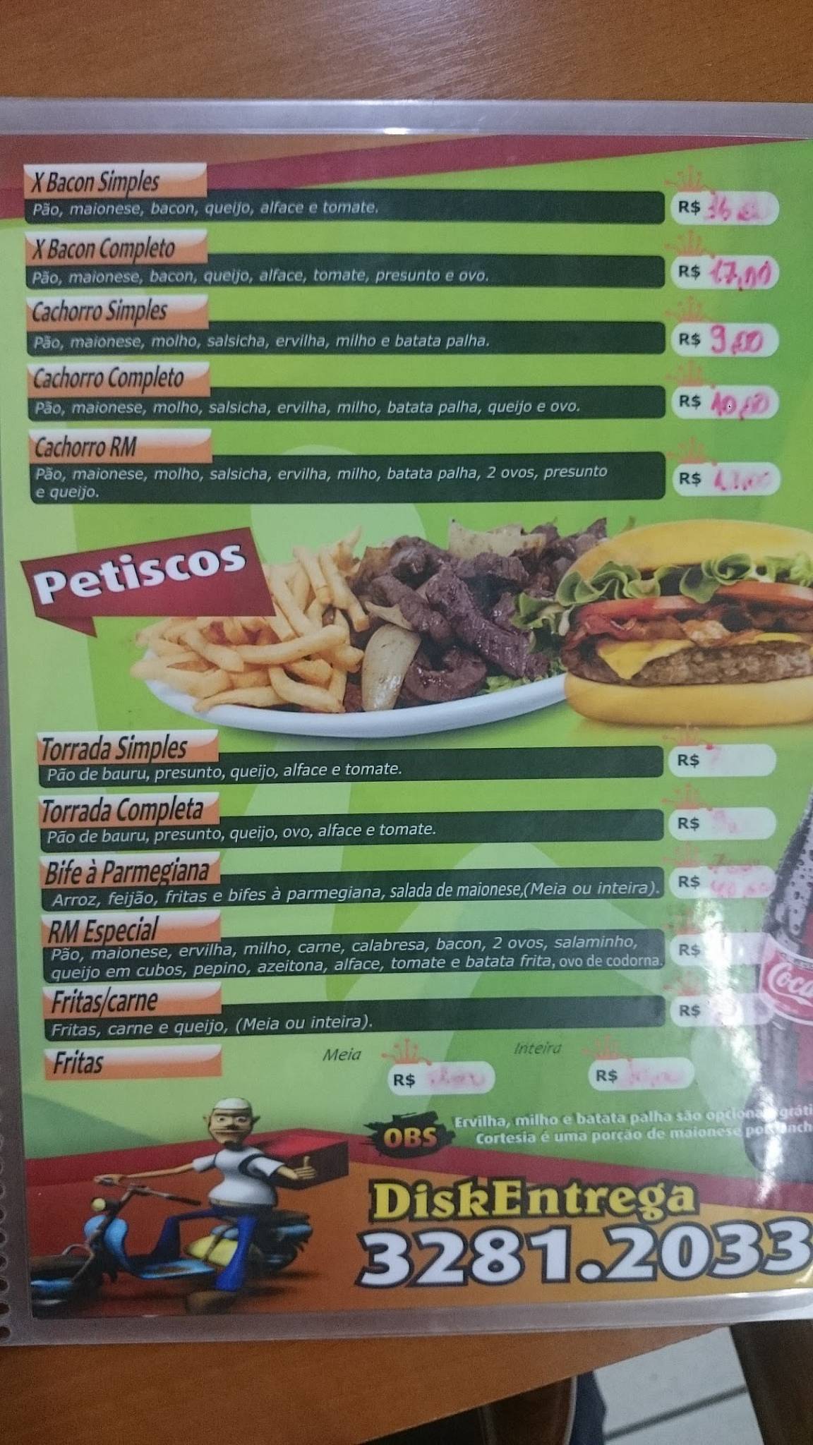 RM Lanches-Pelotas cardápio