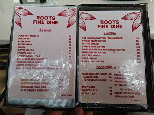 ROOTS FINE DINE menu