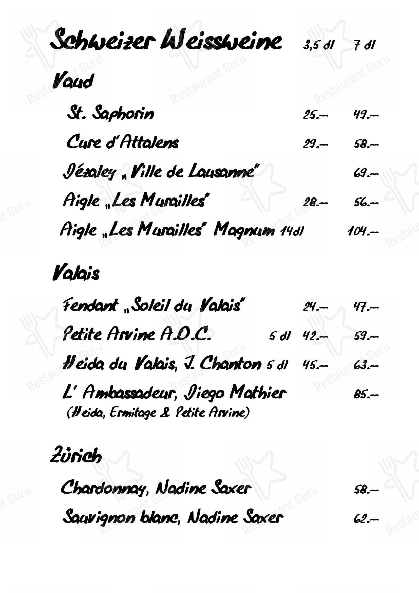 Menu di Raclette Stube - Крафт меню