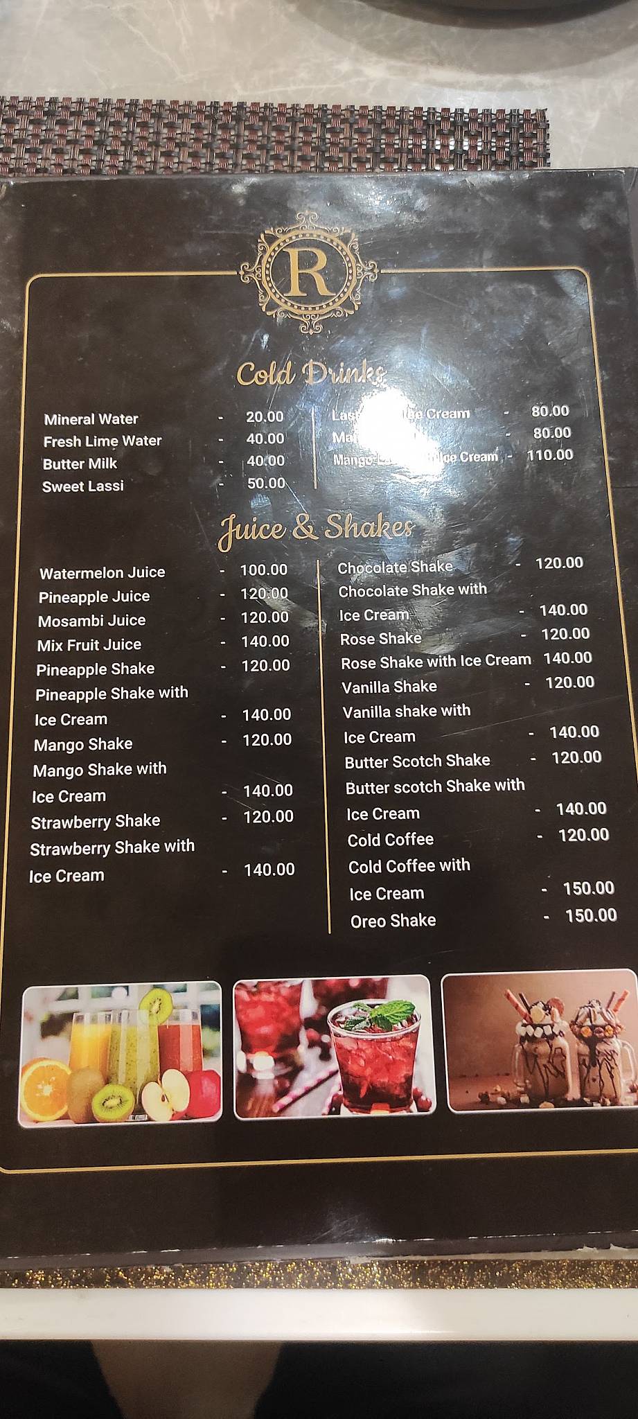 Raj Restaurant menu