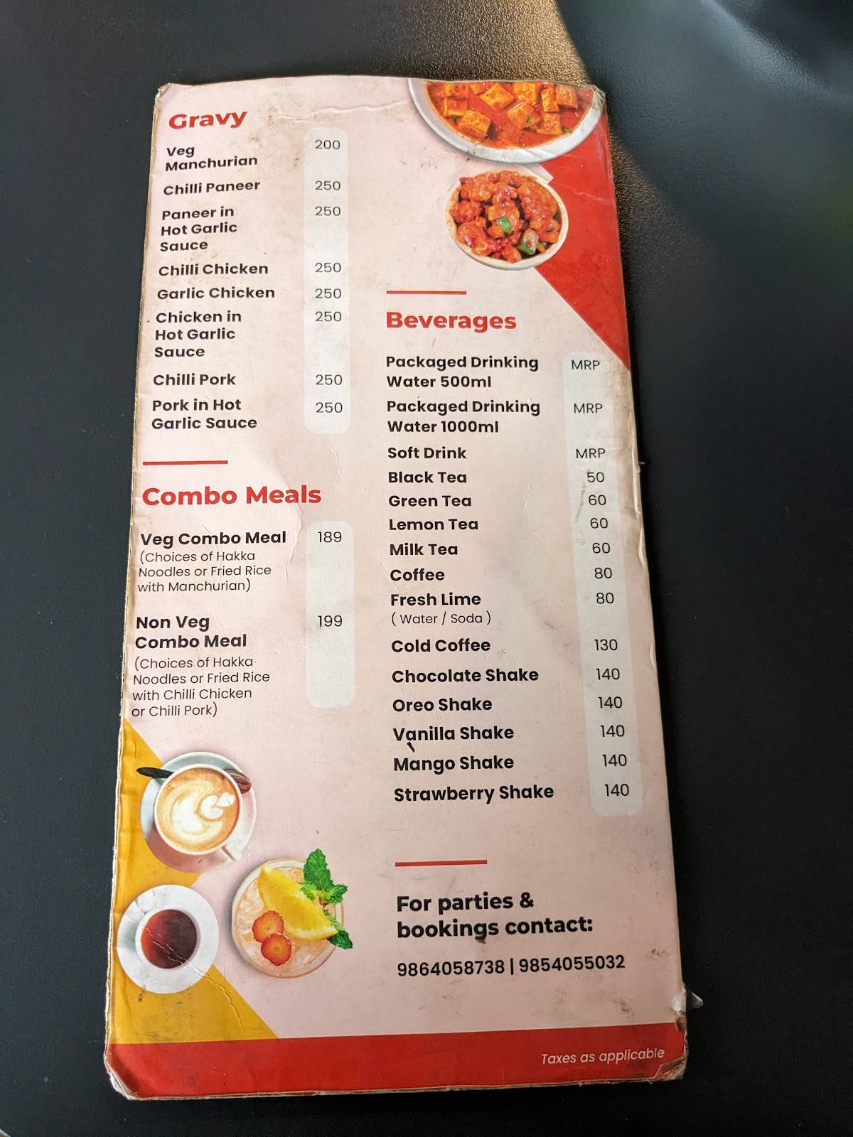 Raja Mircha menu