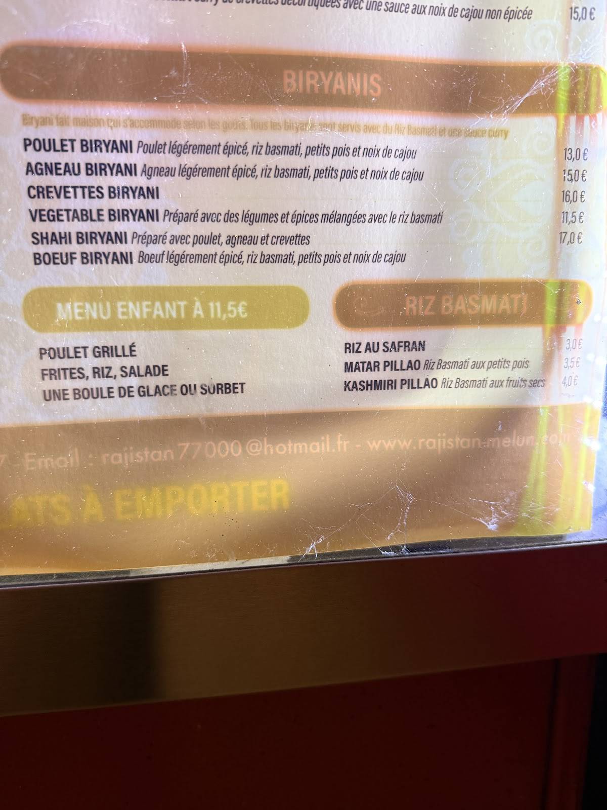 Menu de Rajistan-Supra Restaurant