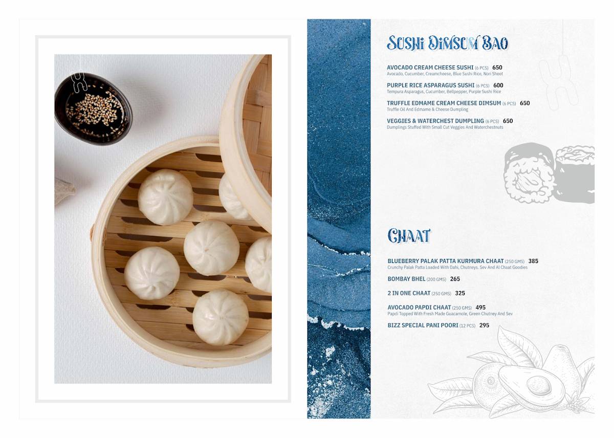 Bizz The Hotel menu