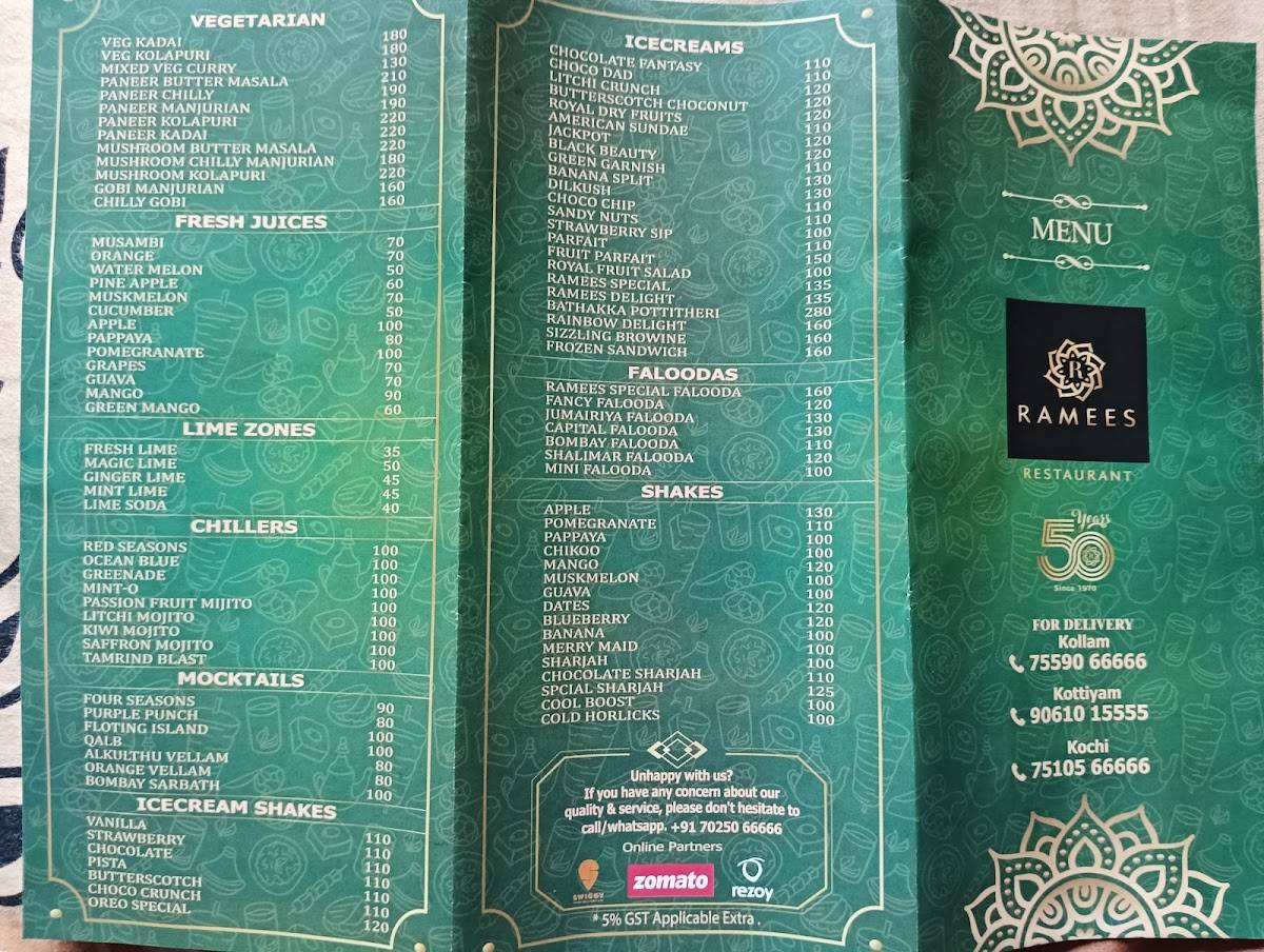 Ramees menu