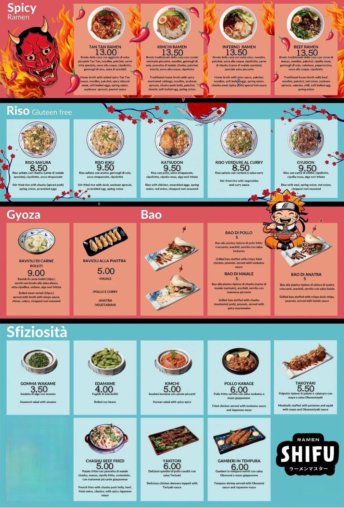 Menu di Ramen Shifu Rimini 