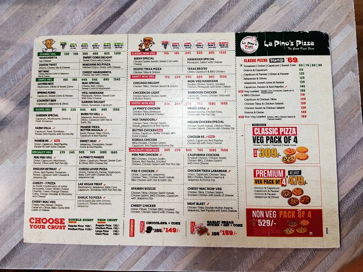 La Pino'z Pizza-Kamarpara-Ranaghat, West Bengal menu