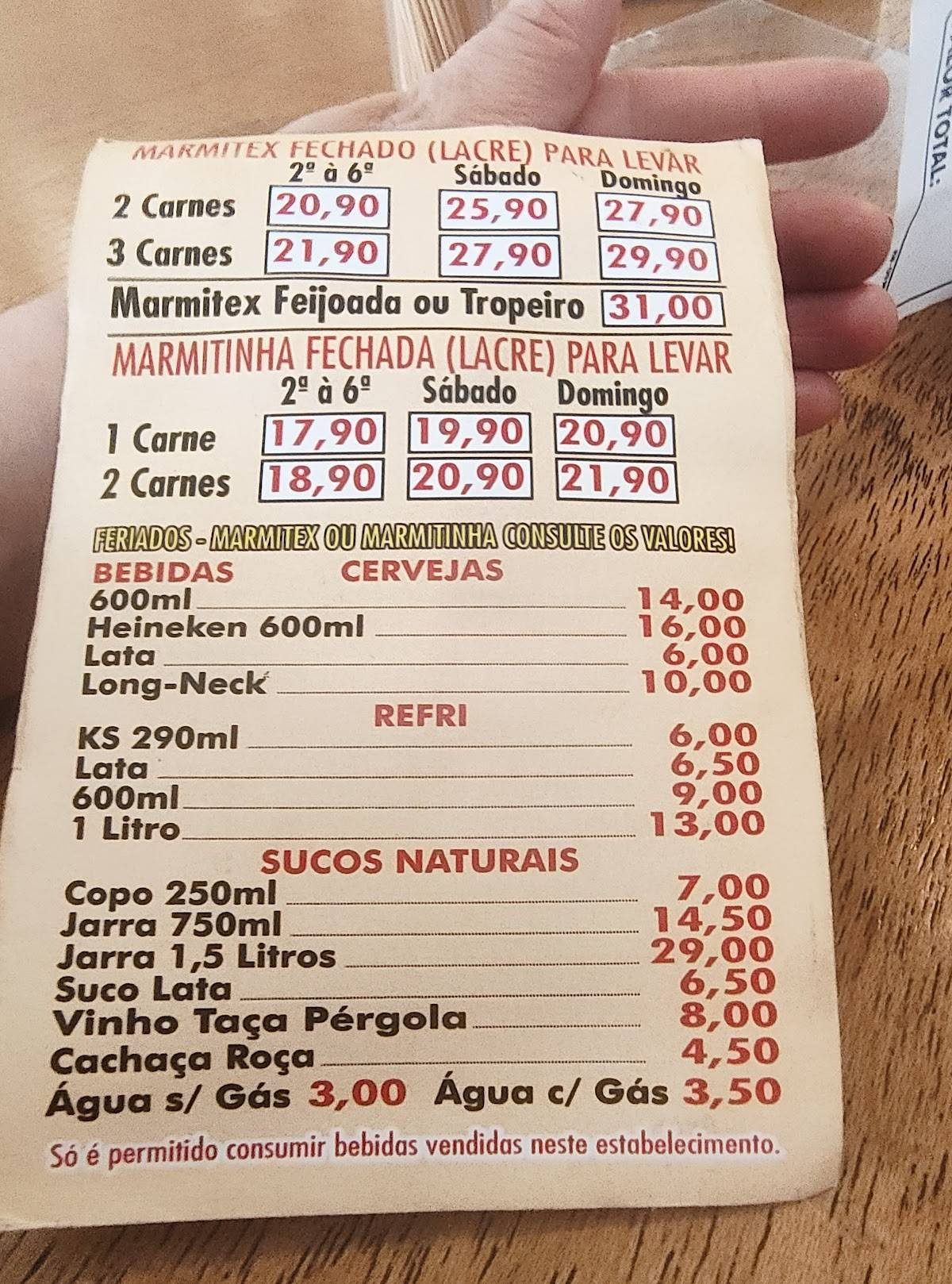 Rancho du Kbça cardápio