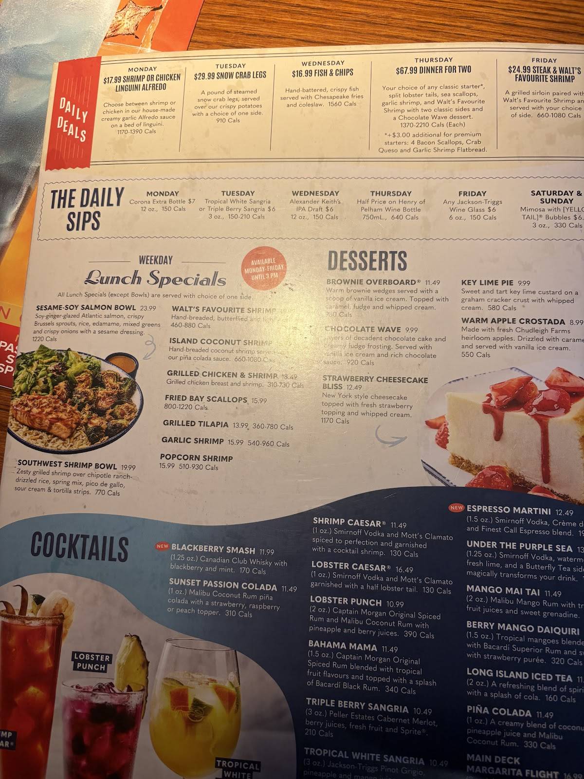 Menu de Red Lobster