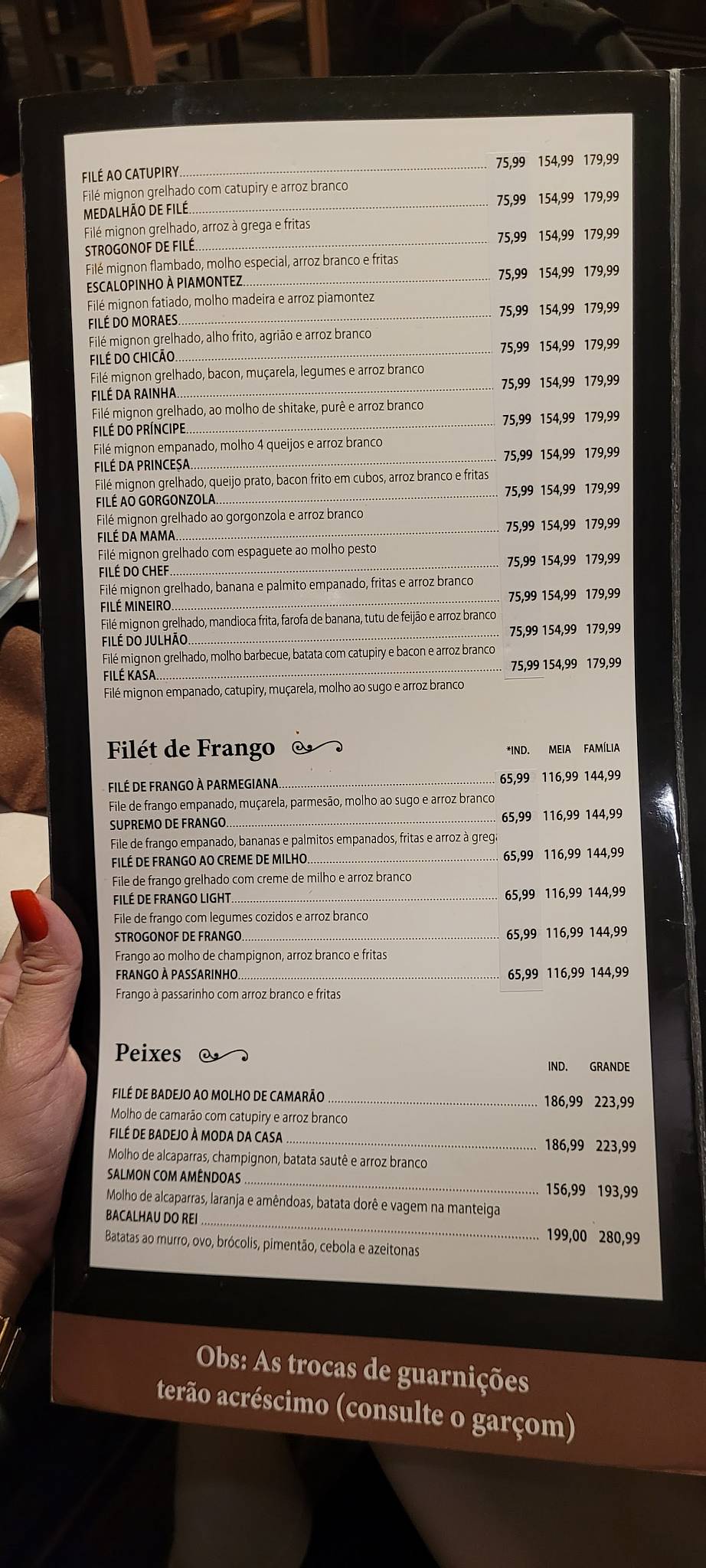 Rei do Filet Restaurante & Pizzaria 506 cardápio