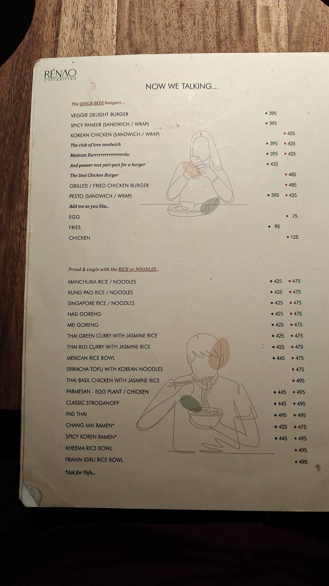 Rénao - Café Bistro menu