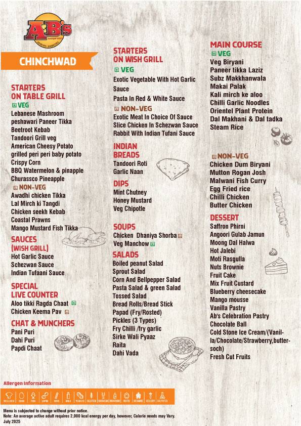 AB's - Absolute Barbecues Chinchwad, Pune menu