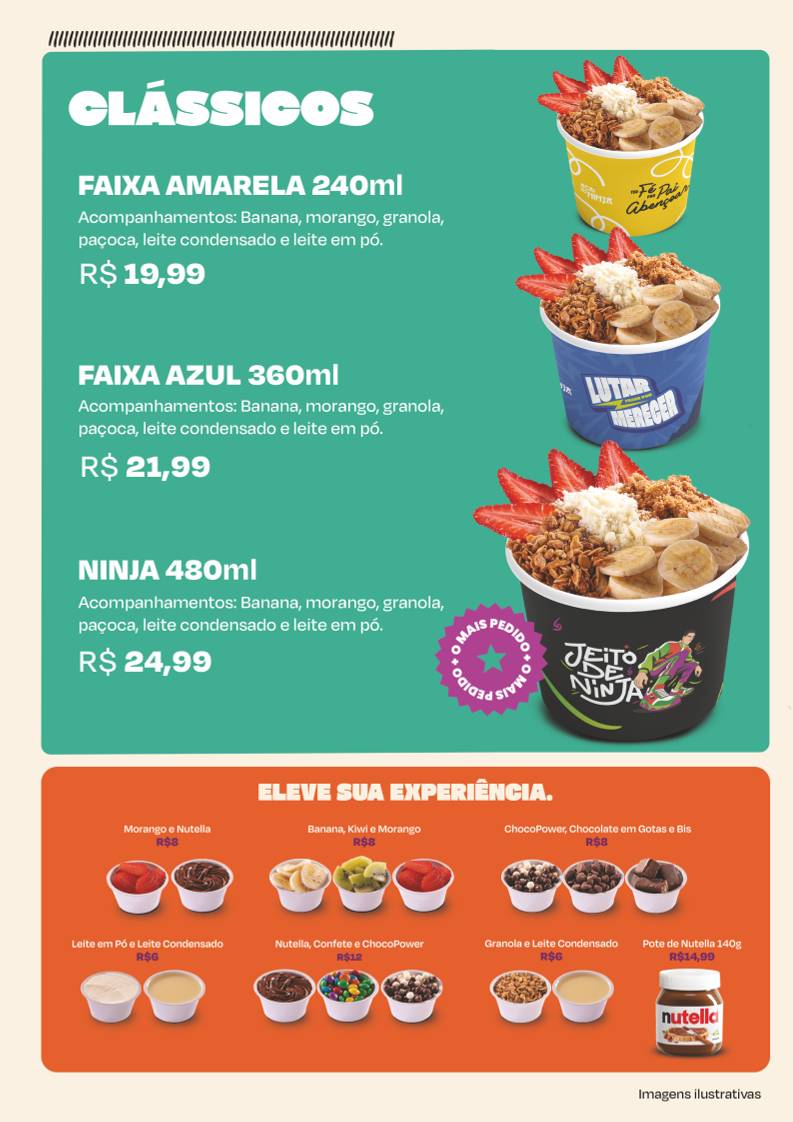 Açaí do Ninja Parque Amazônia cardápio