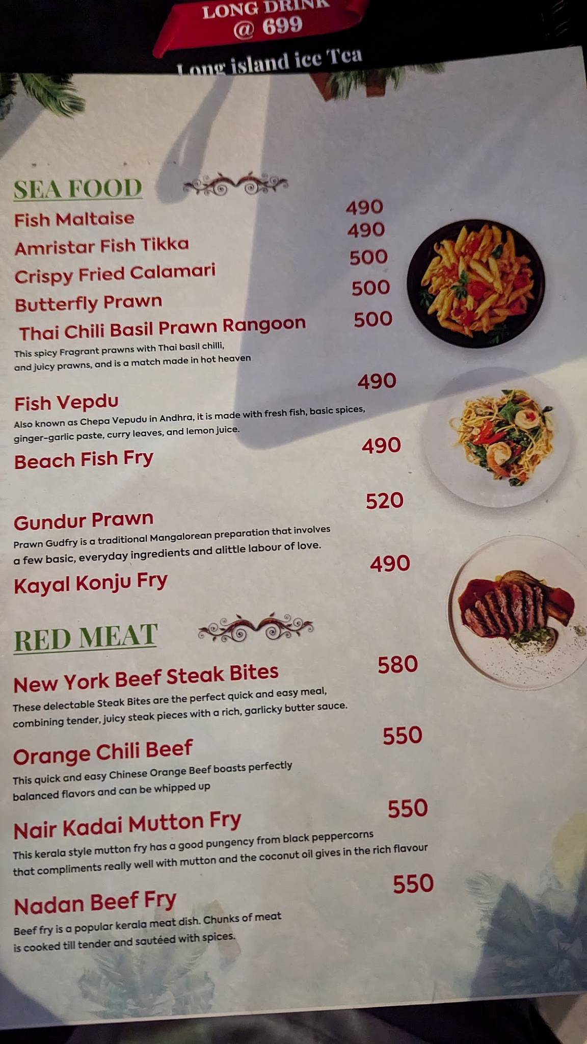 Ajantha Rooftop Restaurant menu