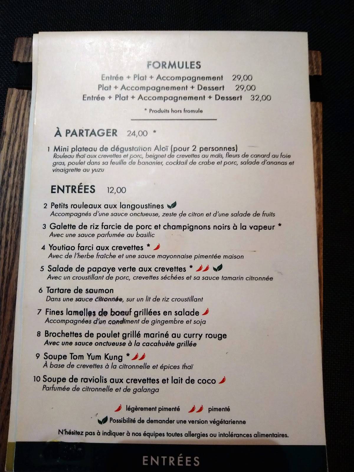 Menu de Aloï