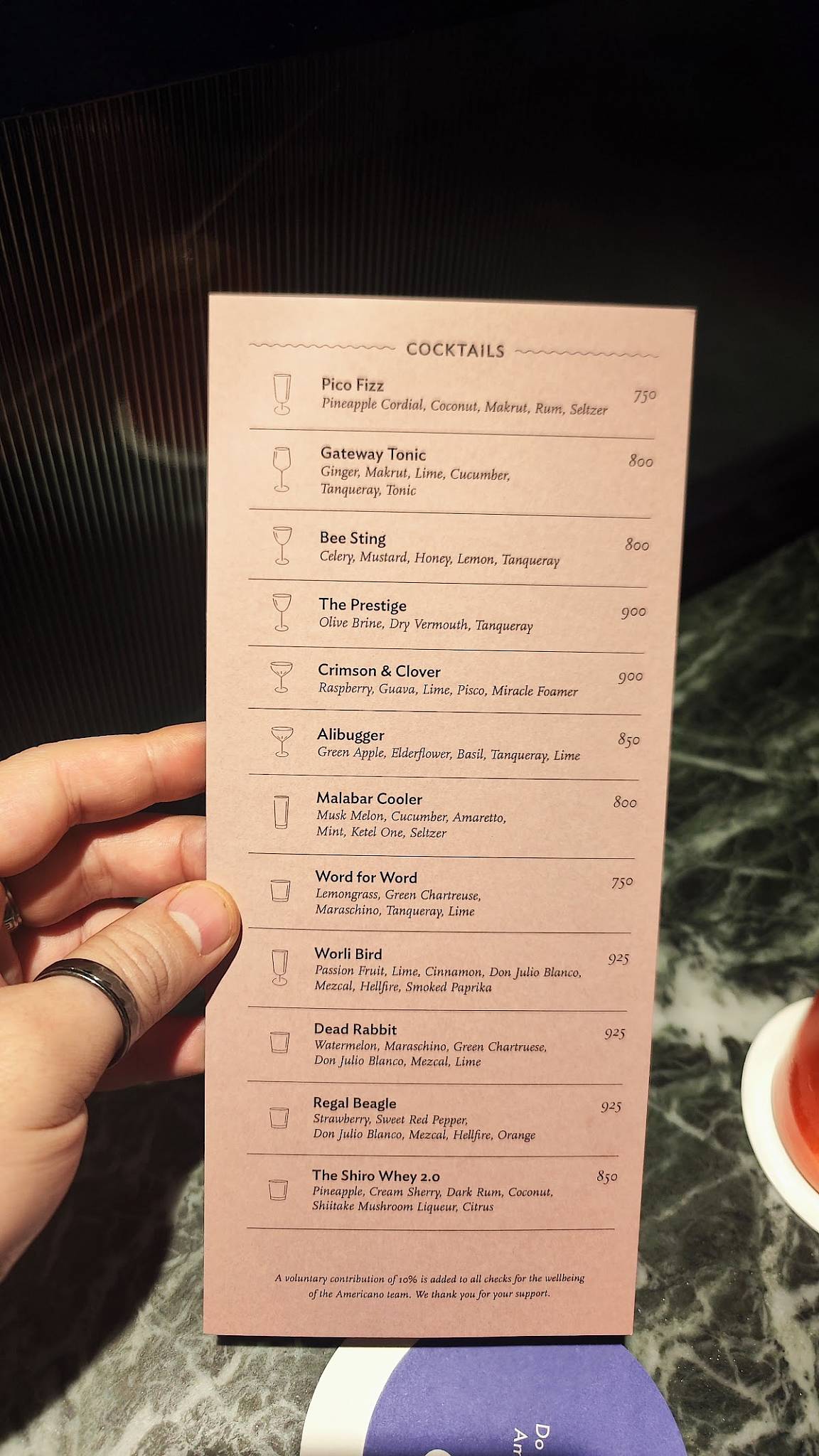 Americano menu