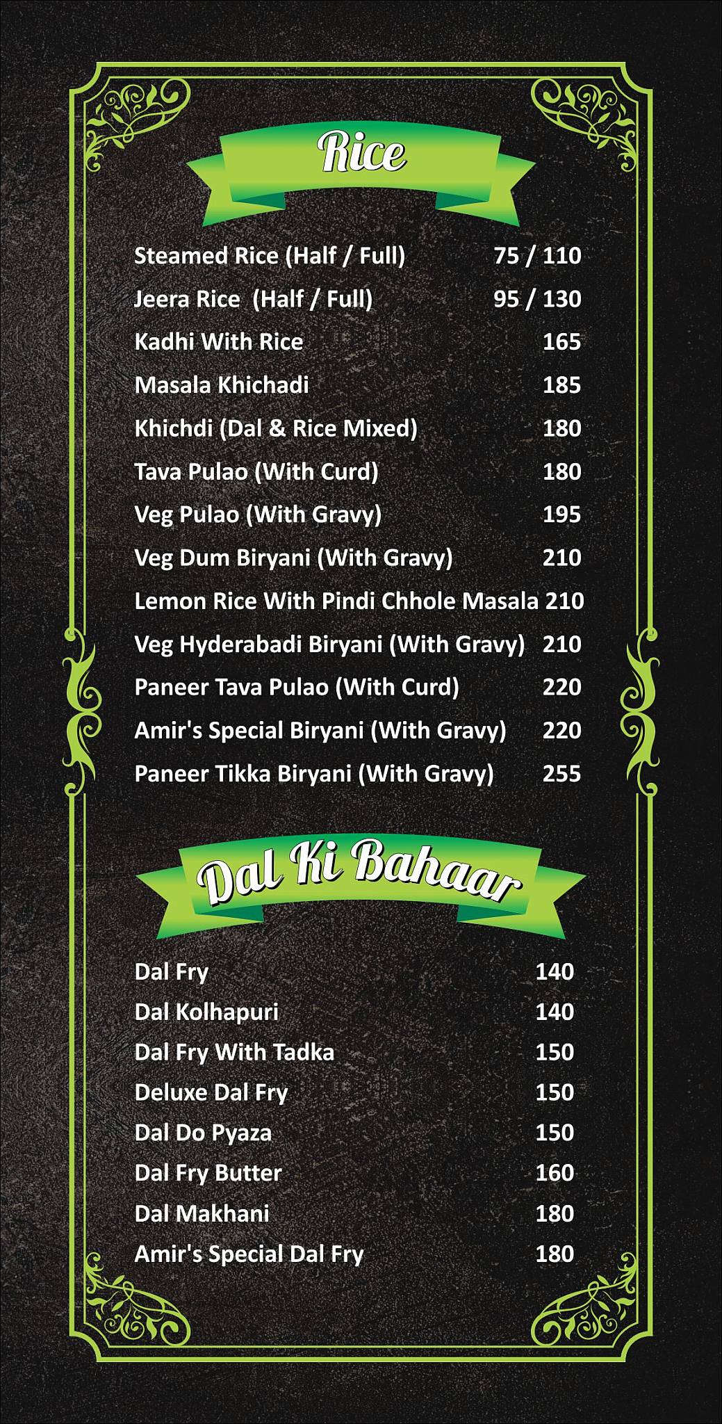 Amir's Punjabi Restaurant by Khana Khazana menu