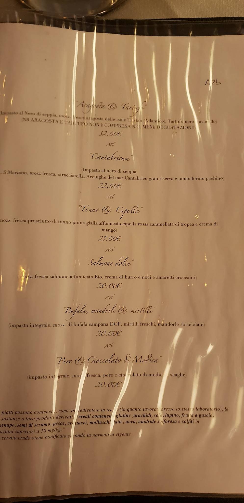 Menu di Angolo 7b Pizzeria Gourmet & Fusion 