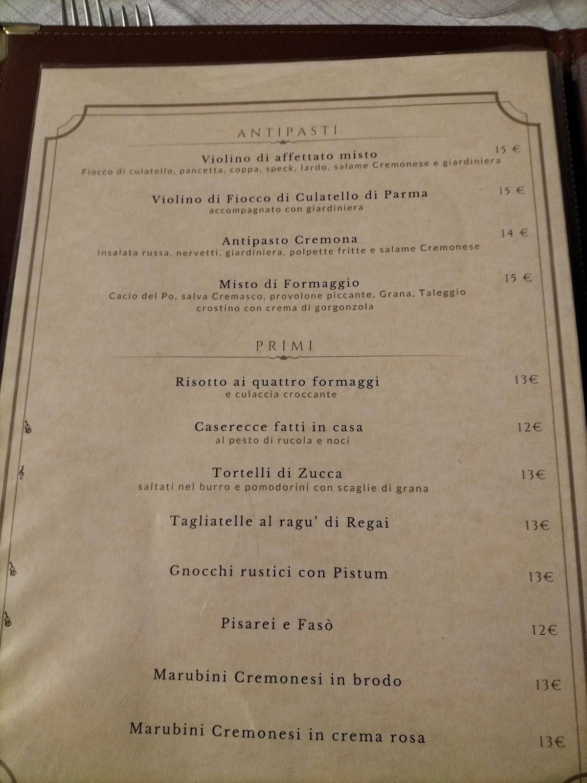 Menu di Antica Locanda Bissone 